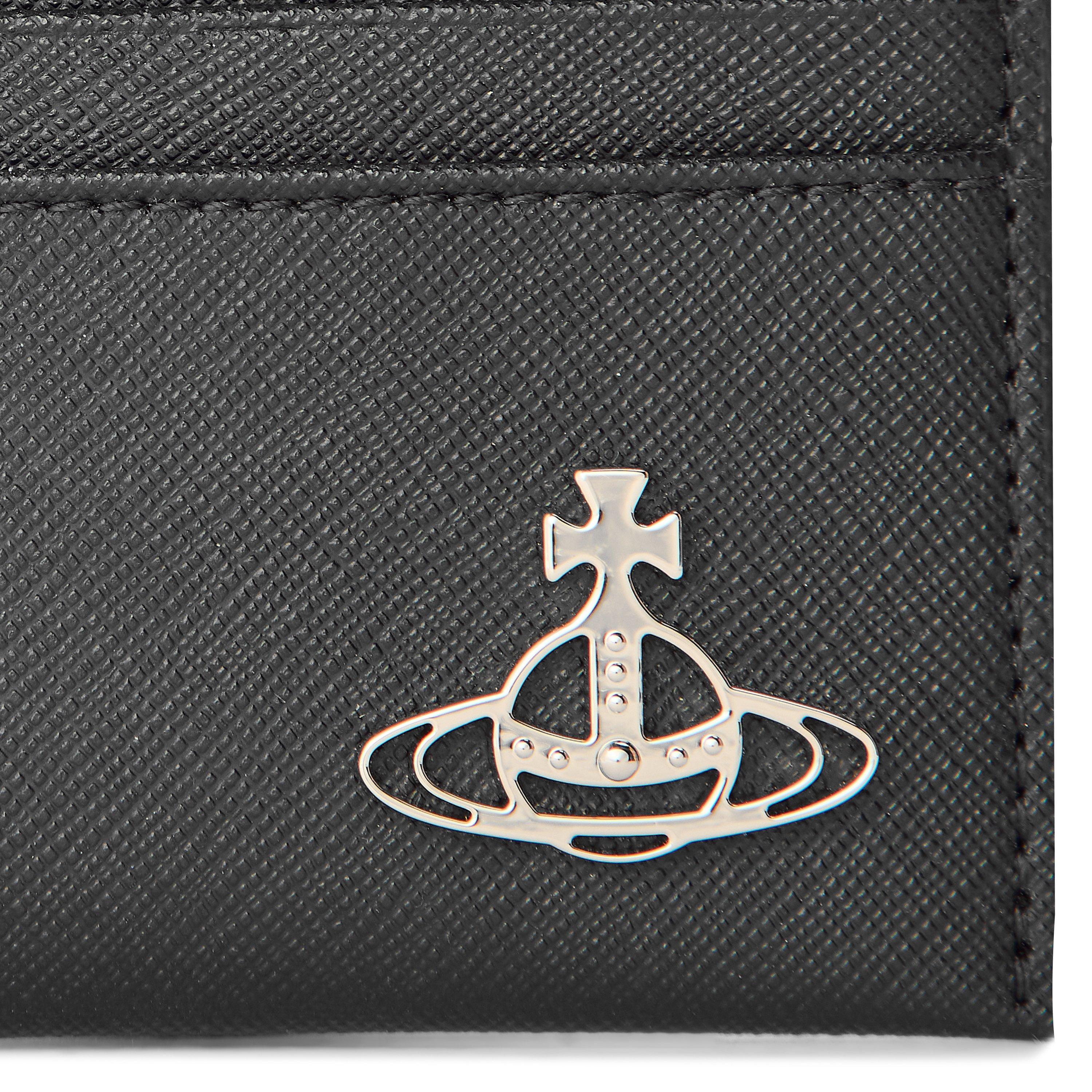 Silver/Black - Vivienne Westwood - Men's Plain Leather Orb Kent Card Holder - 4