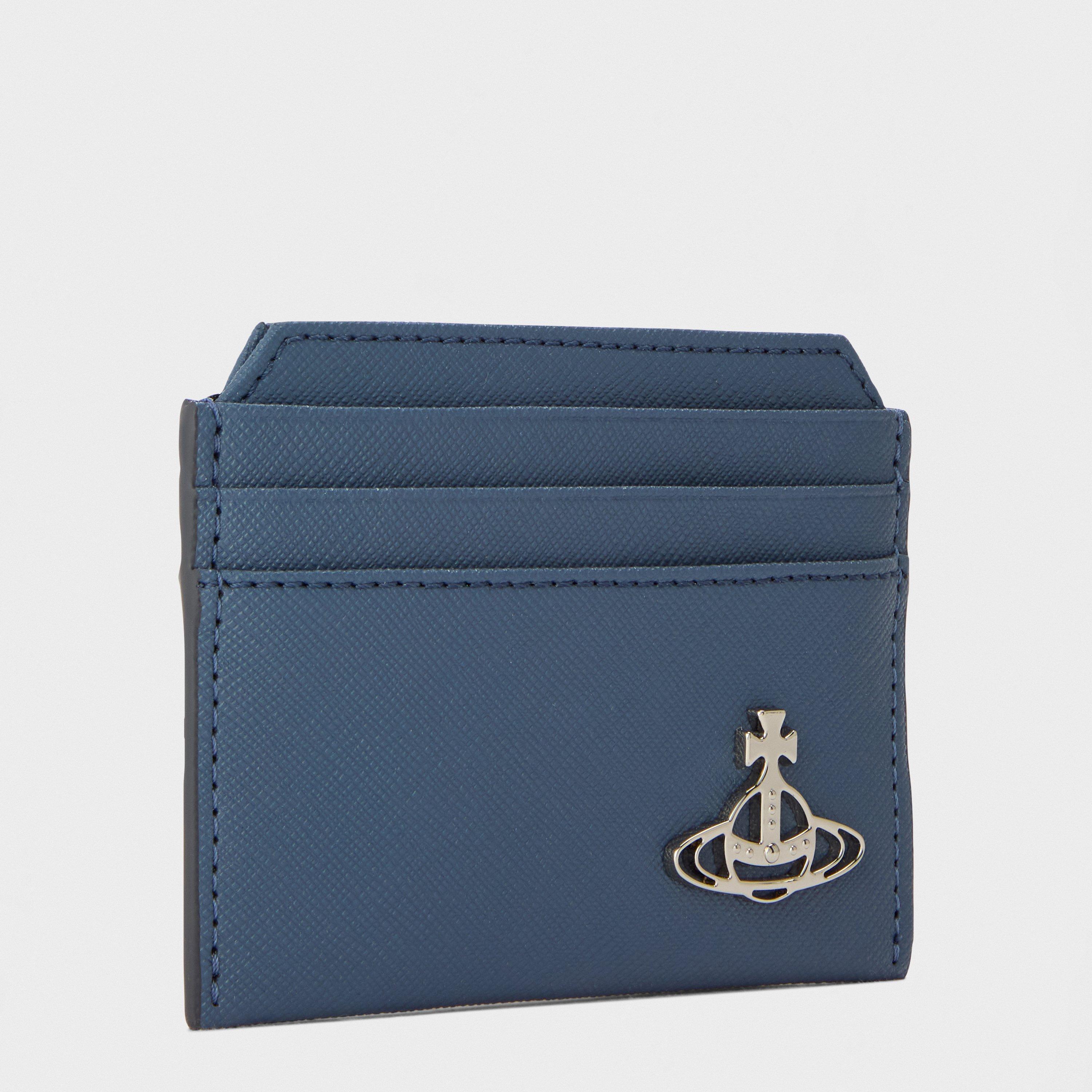 Denim Blue - Vivienne Westwood - Men's Plain Leather Orb Kent Card Holder - 3