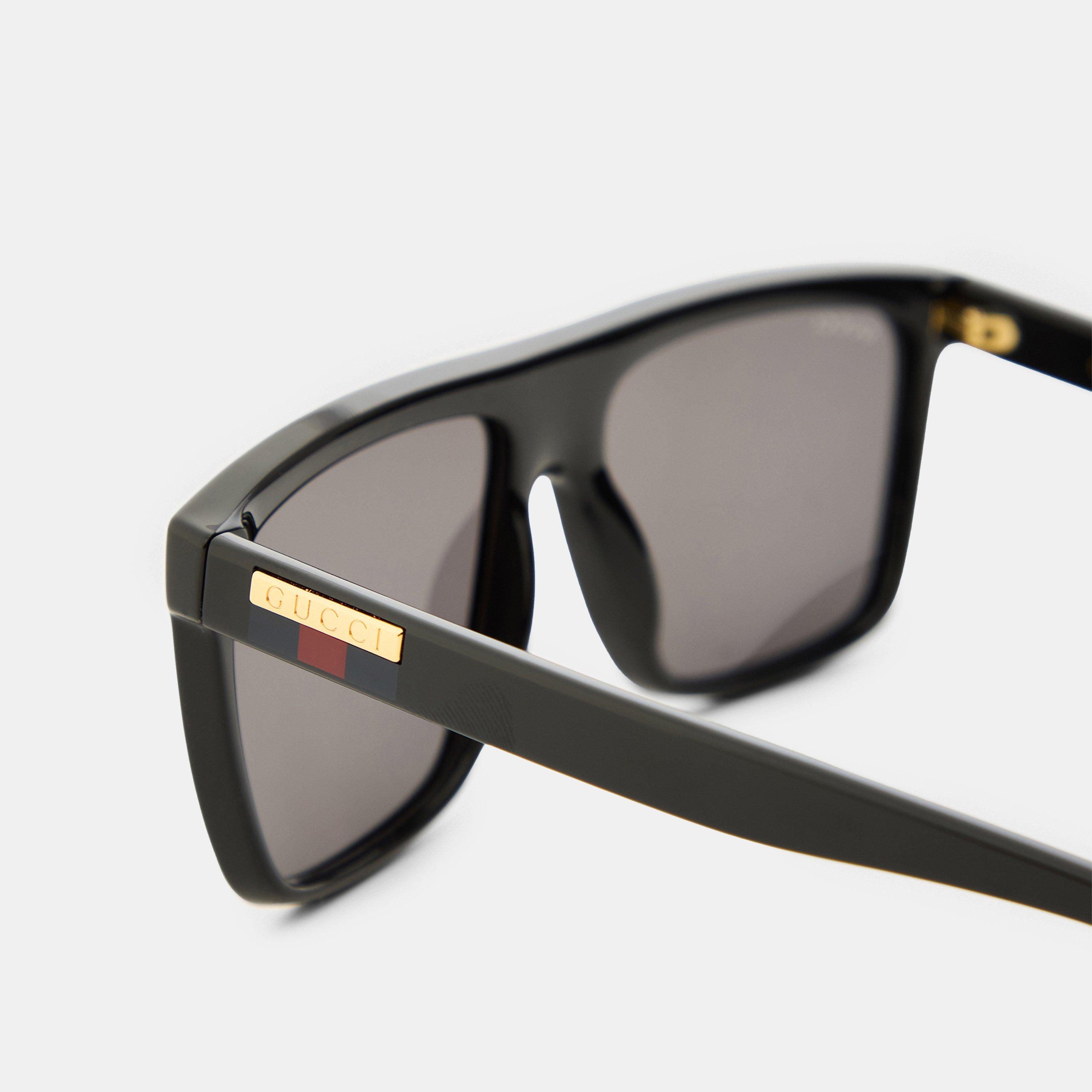 Black - Gucci - Rectangular Frame Sunglasses - 4
