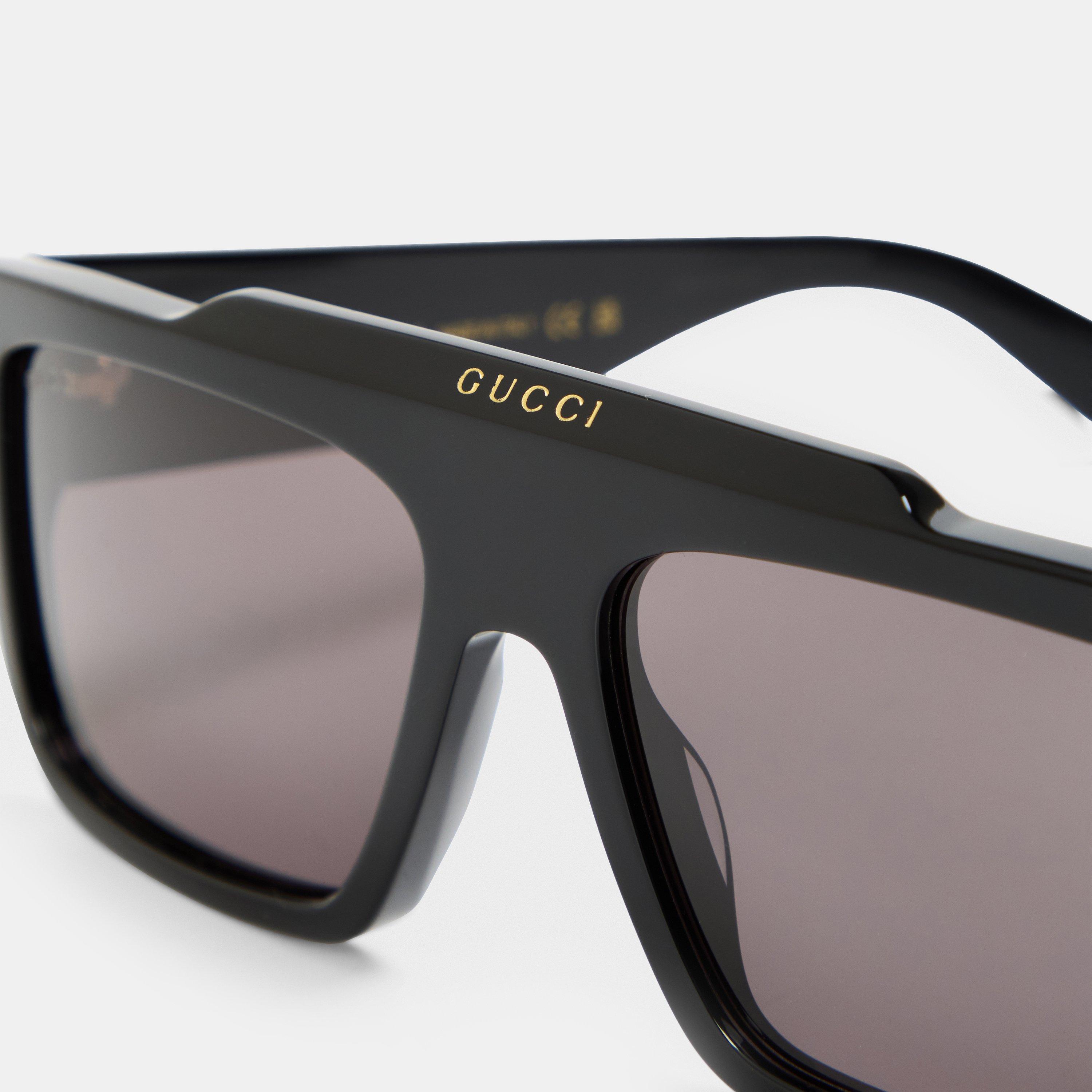 Black - Gucci - Logo Print Rectangle-Frame Sunglasses - 4
