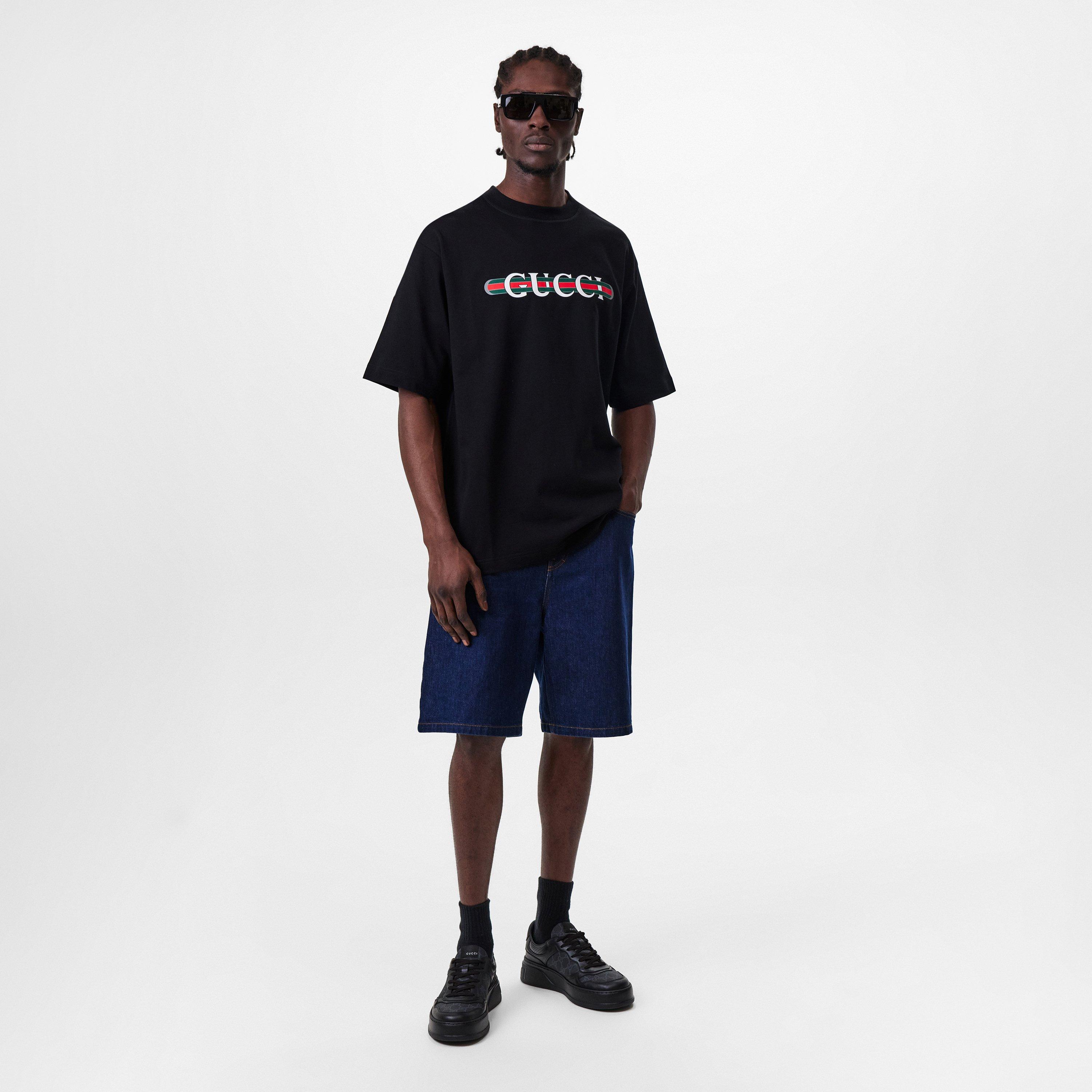 Black - Gucci - Logo Print Rectangle-Frame Sunglasses - 6