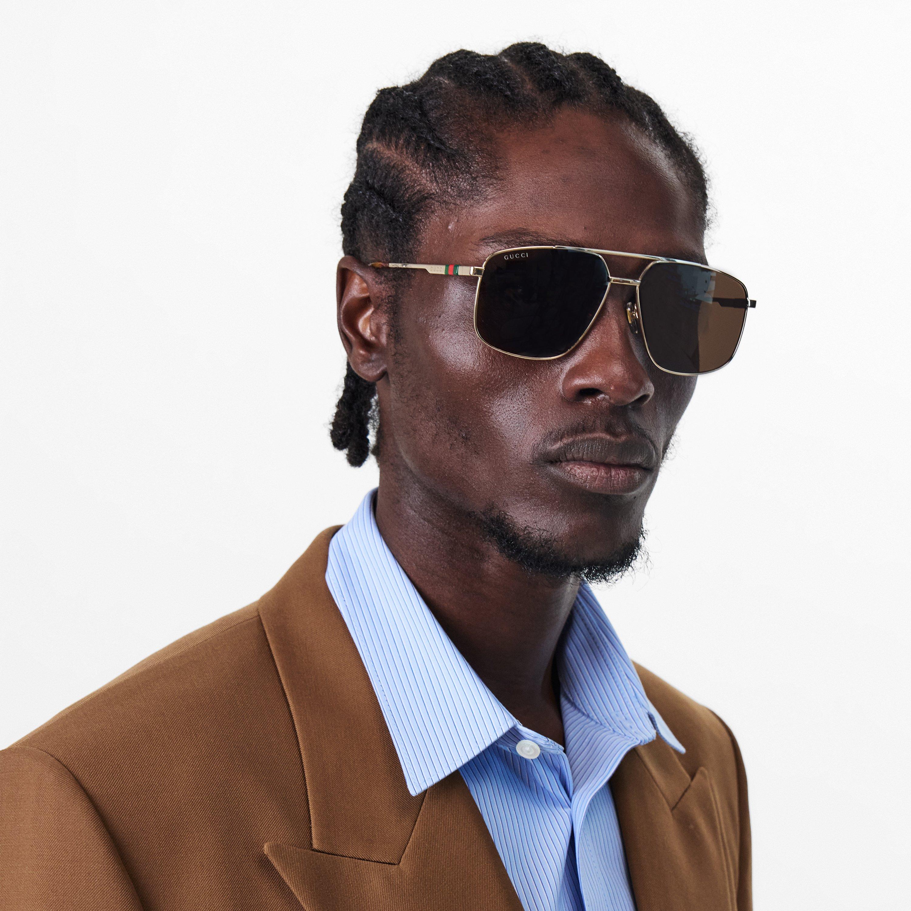 Gold - Gucci - Aviator Sunglasses - 3