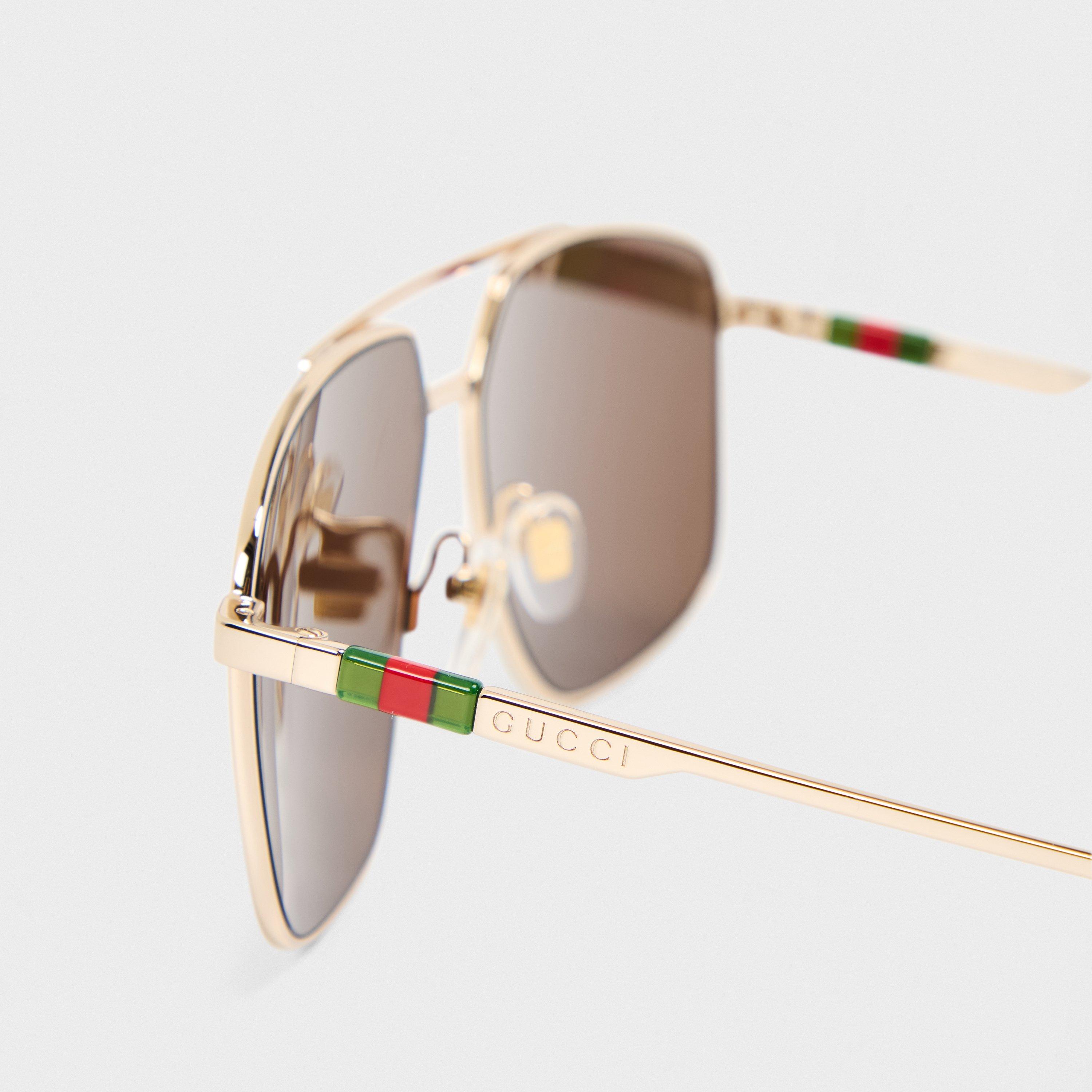 Gold - Gucci - Aviator Sunglasses - 4