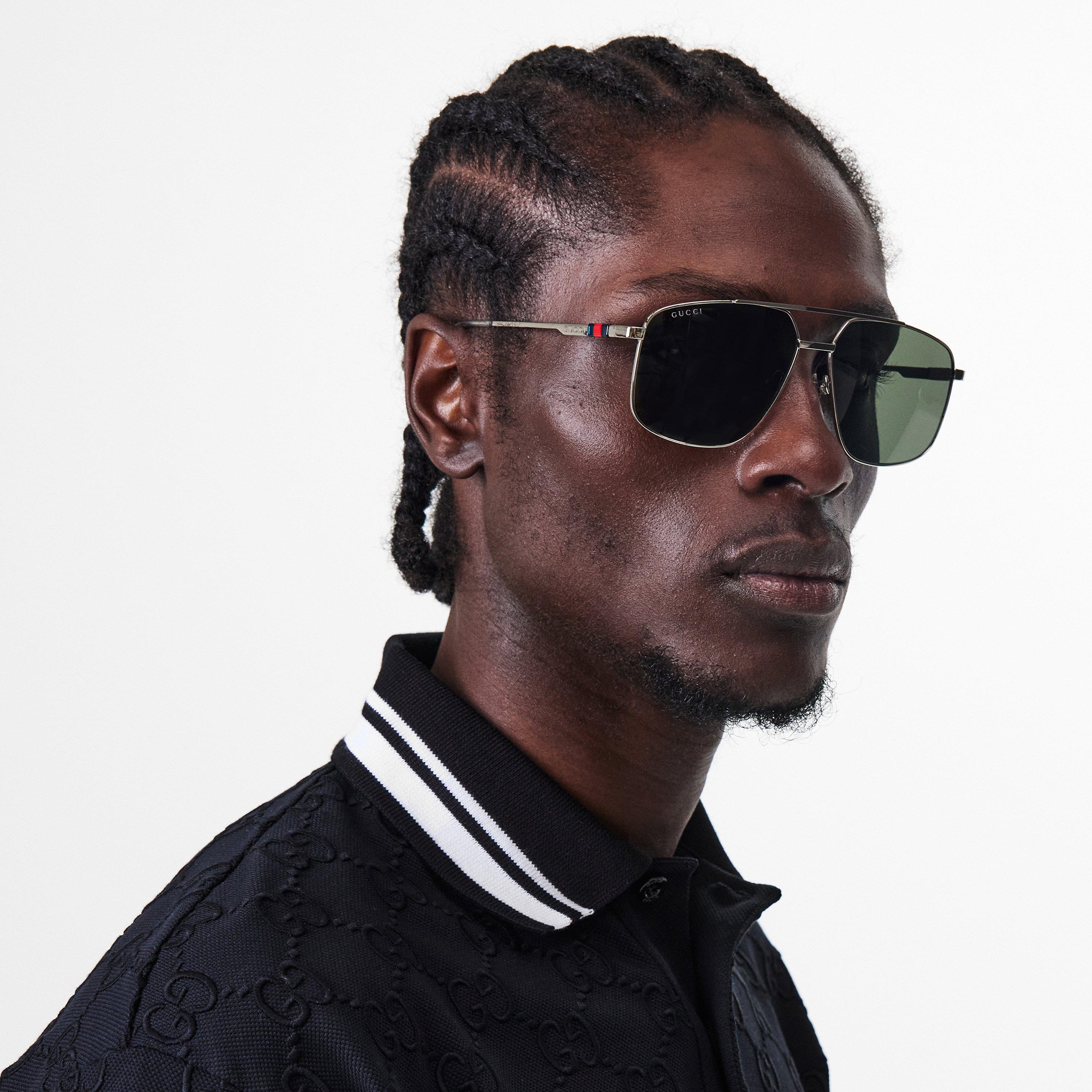 Silver - Gucci - Aviator Sunglasses - 3