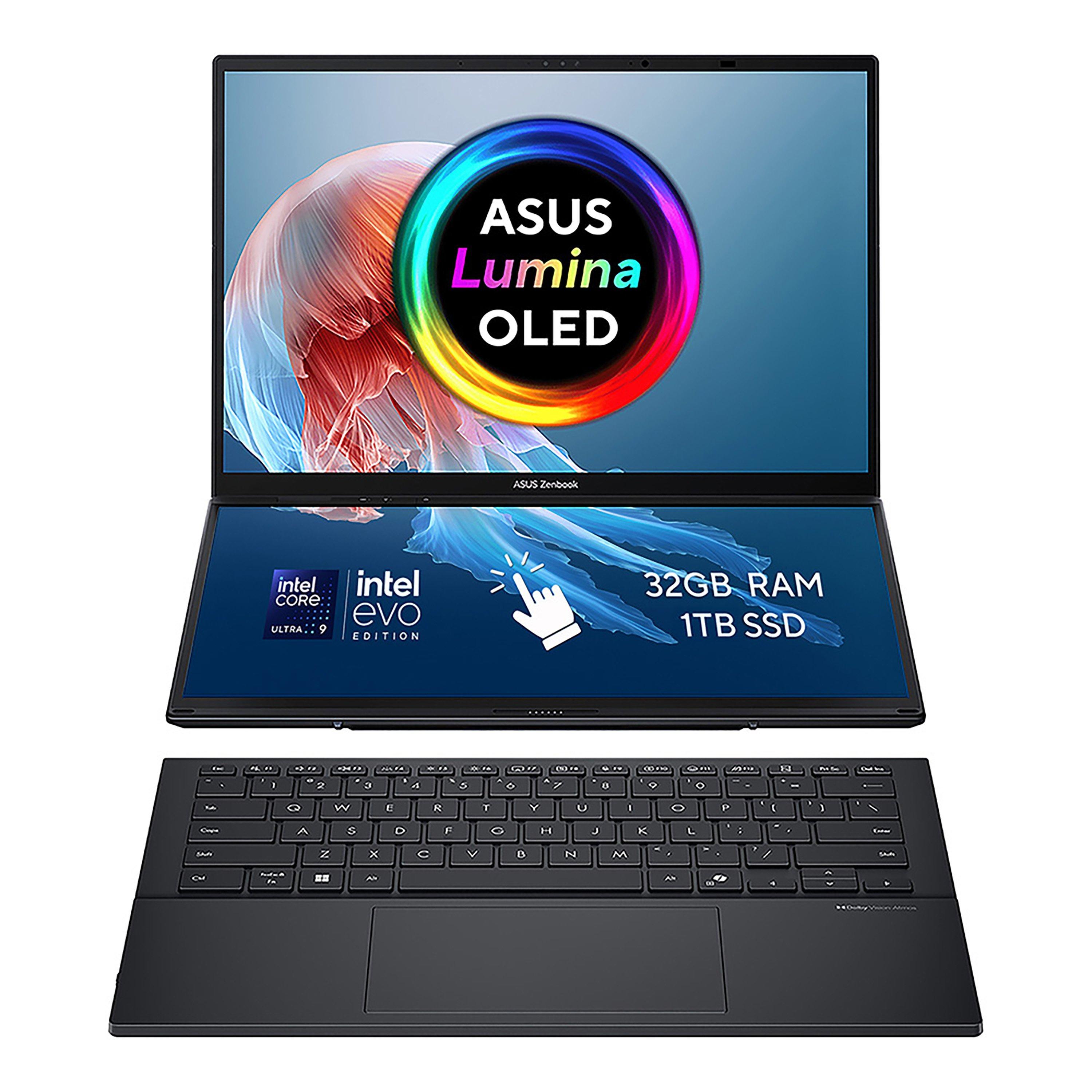 Black - ASUS - ASUS Zenbook DUO 14 Dual OLED Touch Laptop - Core Ultra 9 285H 32GB RAM 1TB SSD Windows 11 - 1