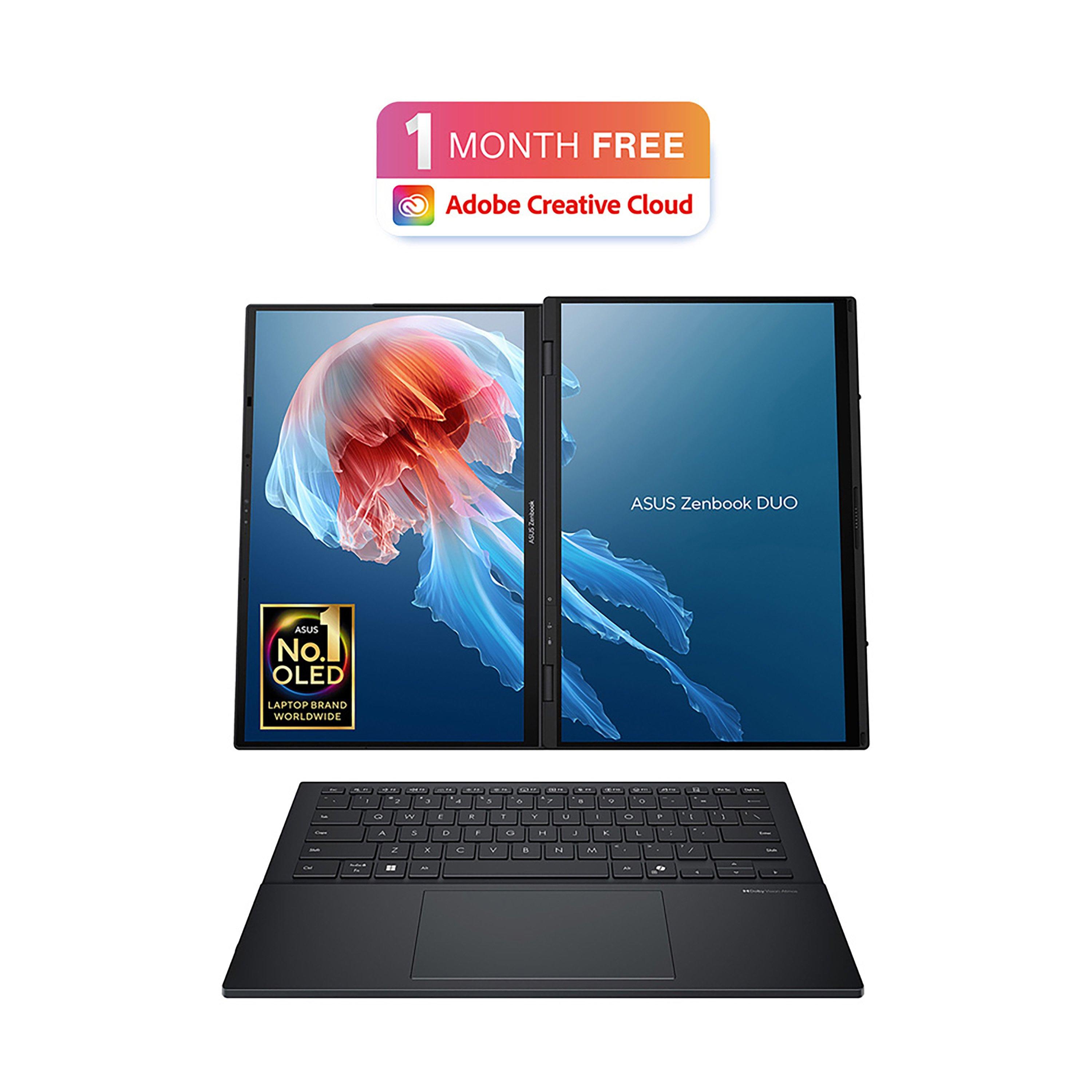 Black - ASUS - ASUS Zenbook DUO 14 Dual OLED Touch Laptop - Core Ultra 9 285H 32GB RAM 1TB SSD Windows 11 - 2