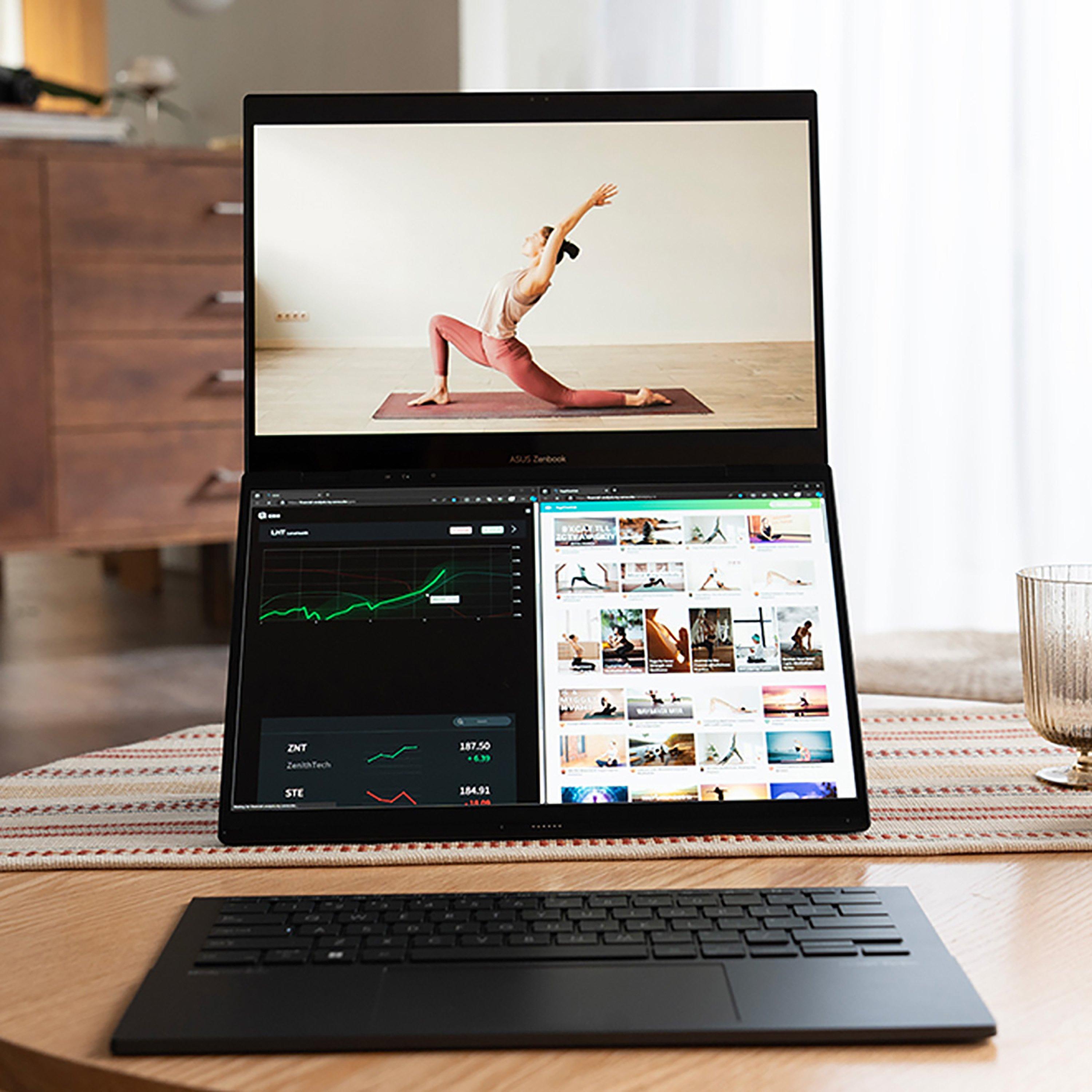 Black - ASUS - ASUS Zenbook DUO 14 Dual OLED Touch Laptop - Core Ultra 9 285H 32GB RAM 1TB SSD Windows 11 - 13
