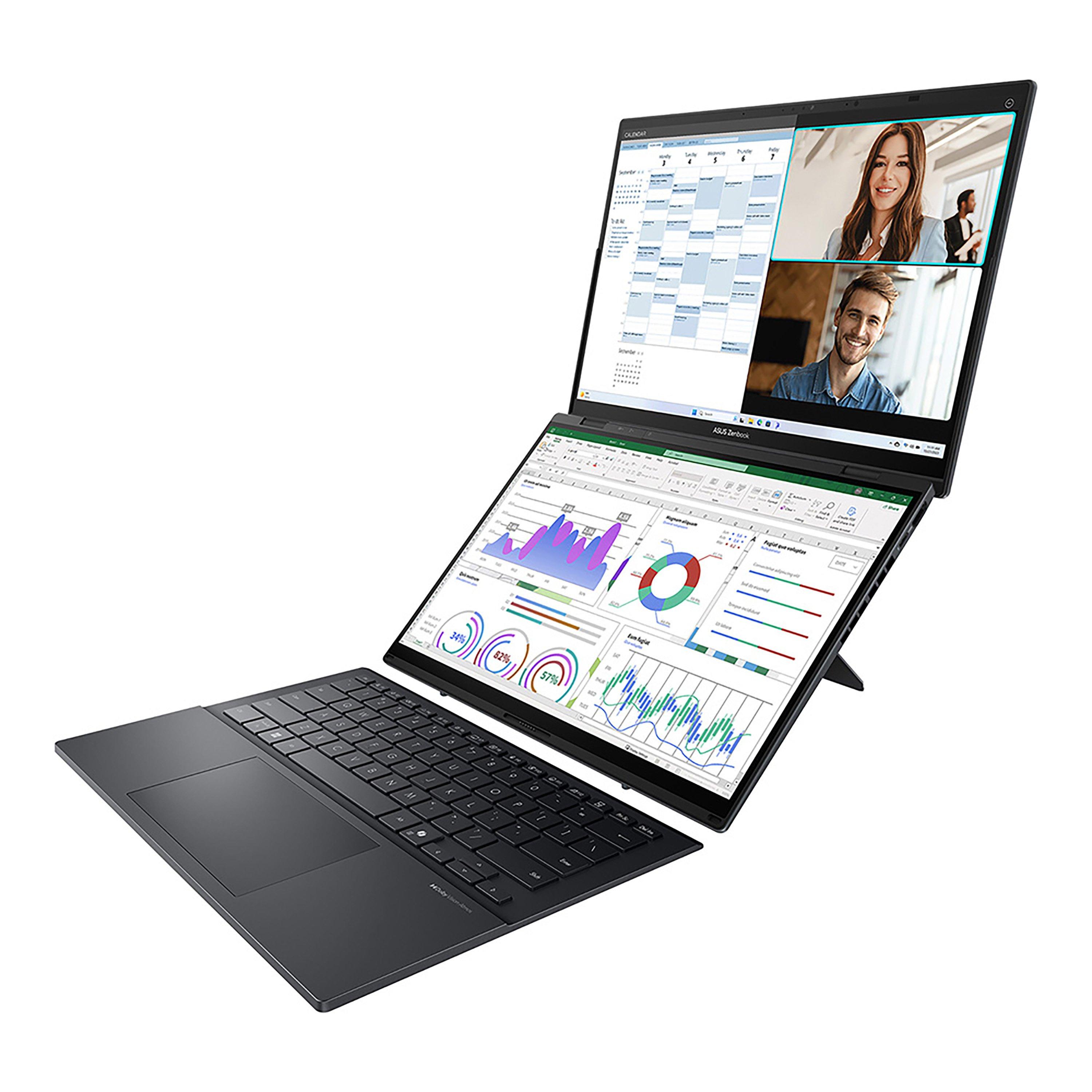 Black - ASUS - ASUS Zenbook DUO 14 Dual OLED Touch Laptop - Core Ultra 9 285H 32GB RAM 1TB SSD Windows 11 - 5