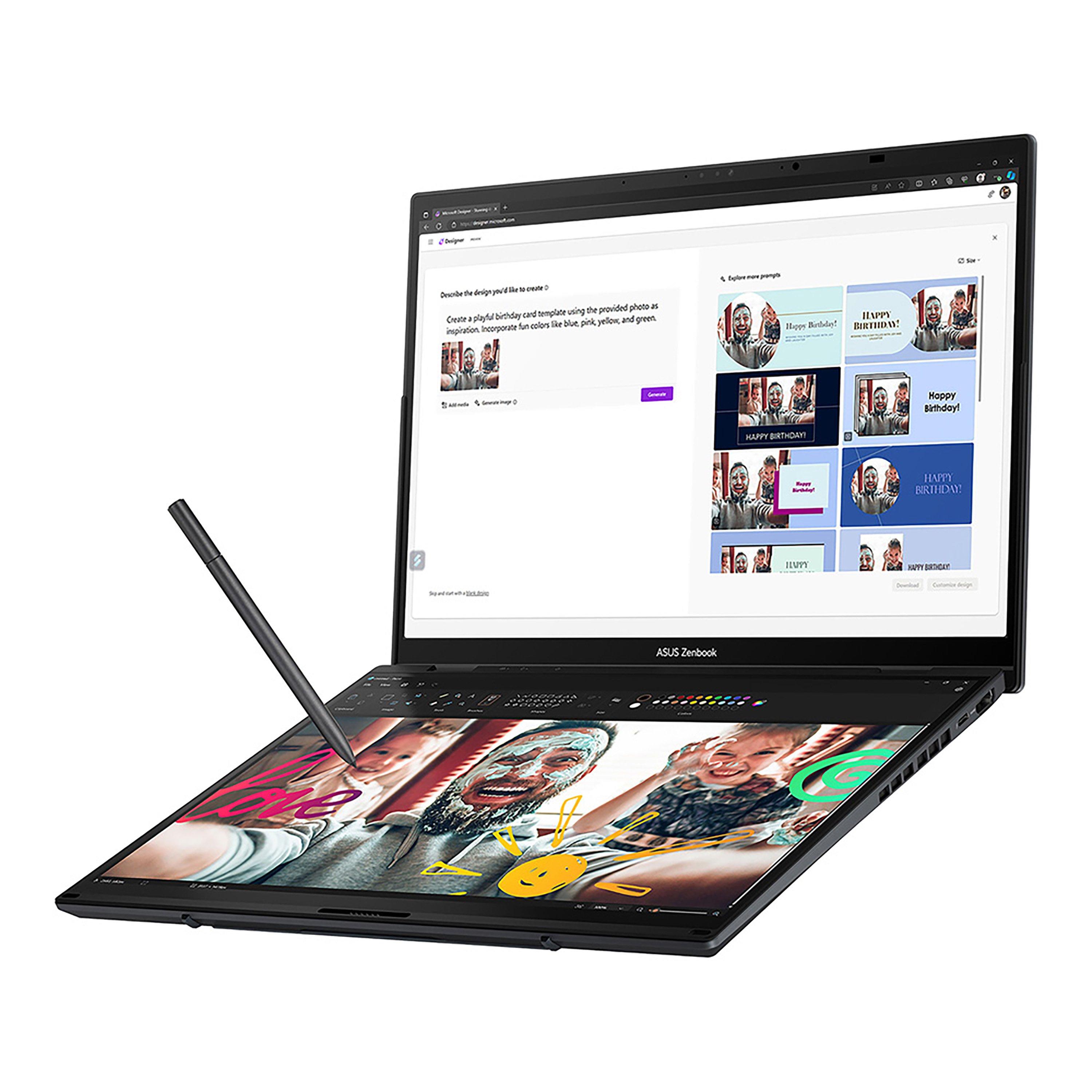 Black - ASUS - ASUS Zenbook DUO 14 Dual OLED Touch Laptop - Core Ultra 9 285H 32GB RAM 1TB SSD Windows 11 - 6