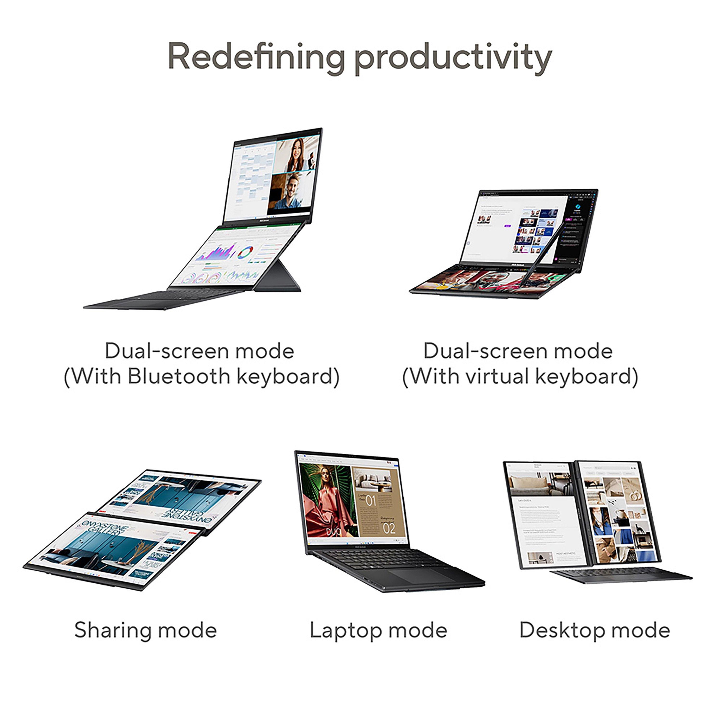 Black - ASUS - ASUS Zenbook DUO 14 Dual OLED Touch Laptop - Core Ultra 9 285H 32GB RAM 1TB SSD Windows 11 - 10