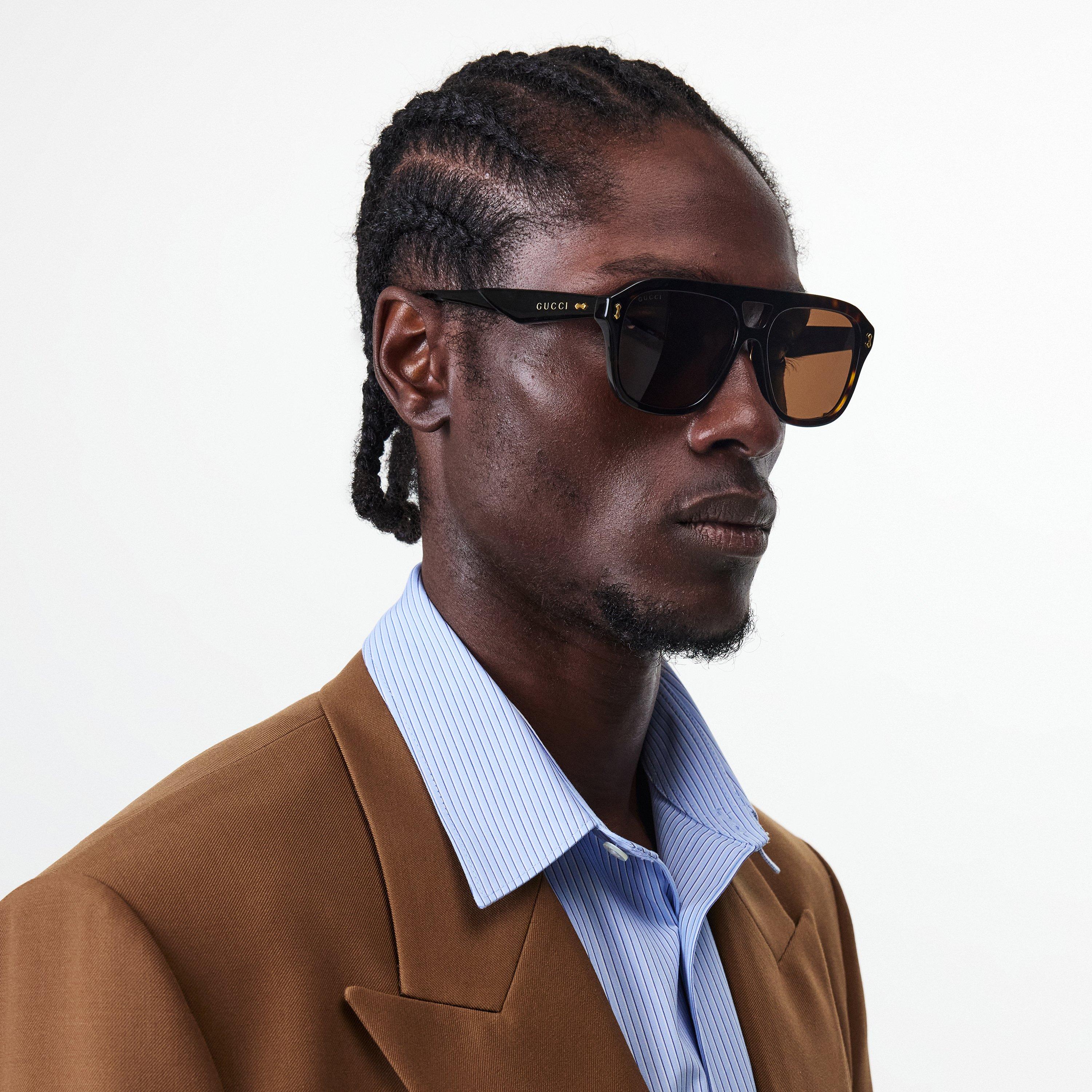 Brown - Gucci - Aviator Sunglasses - 3