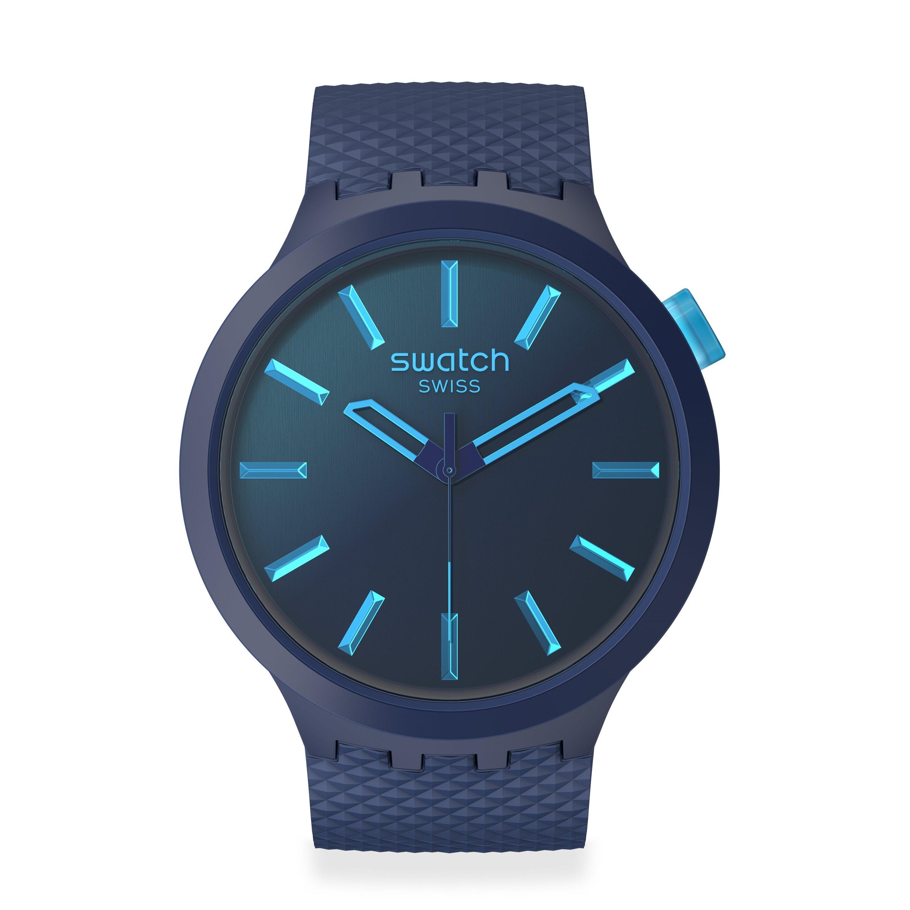Blue - Swatch - Adults Indigo Glow Analogue Quartz Watch - 1