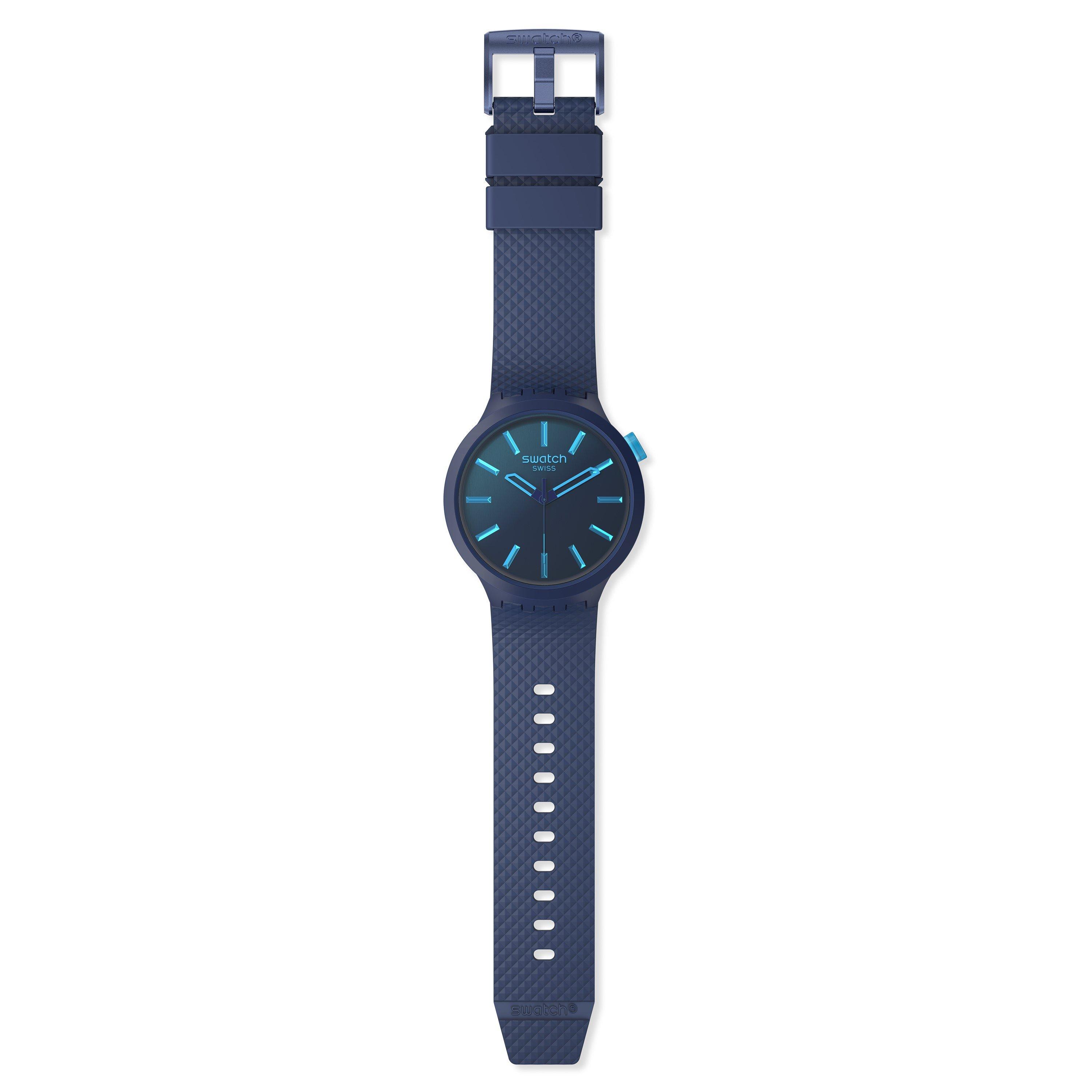 Blue - Swatch - Adults Indigo Glow Analogue Quartz Watch - 2