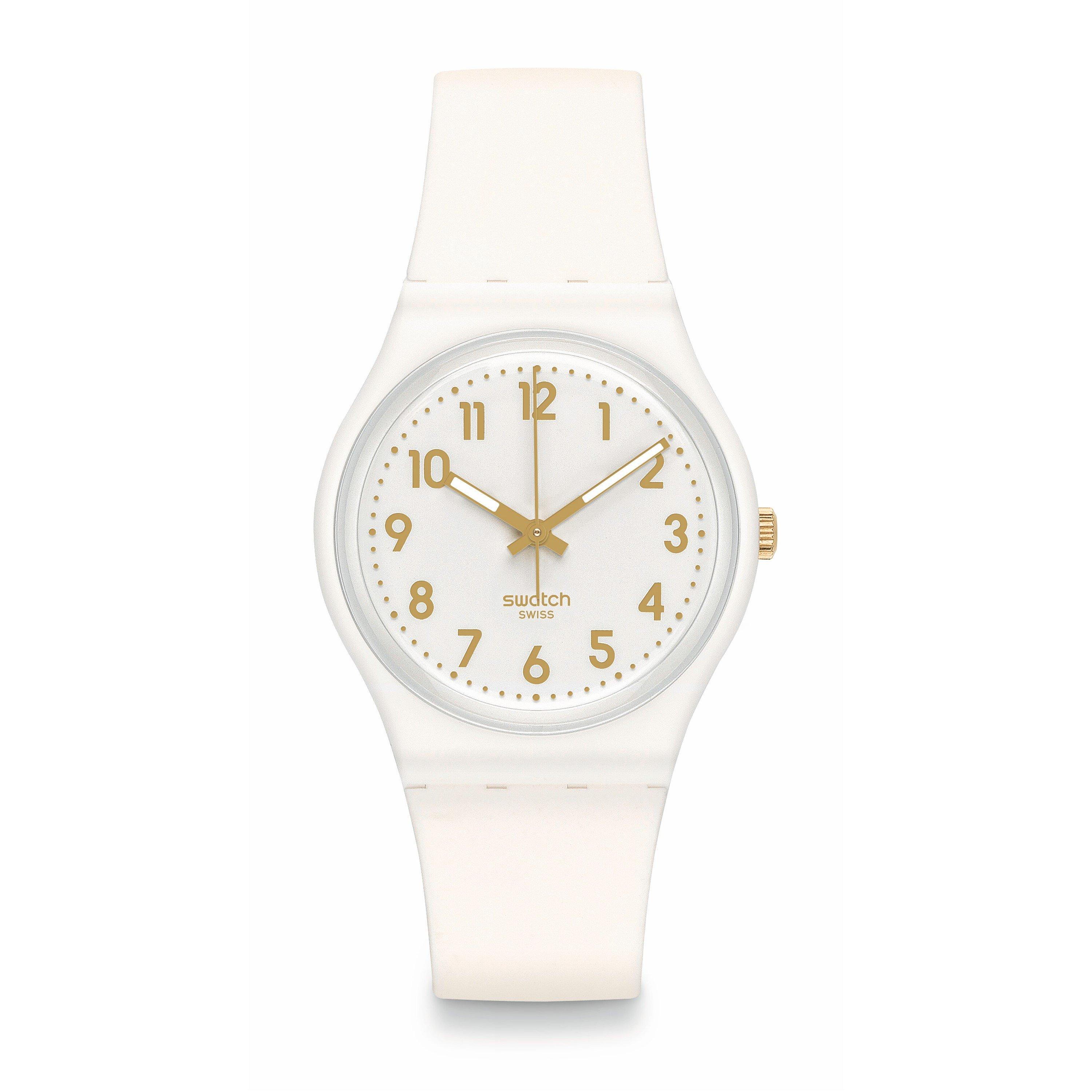 Swatch  Adults Original Analogue Quartz Watch - White Bishop
