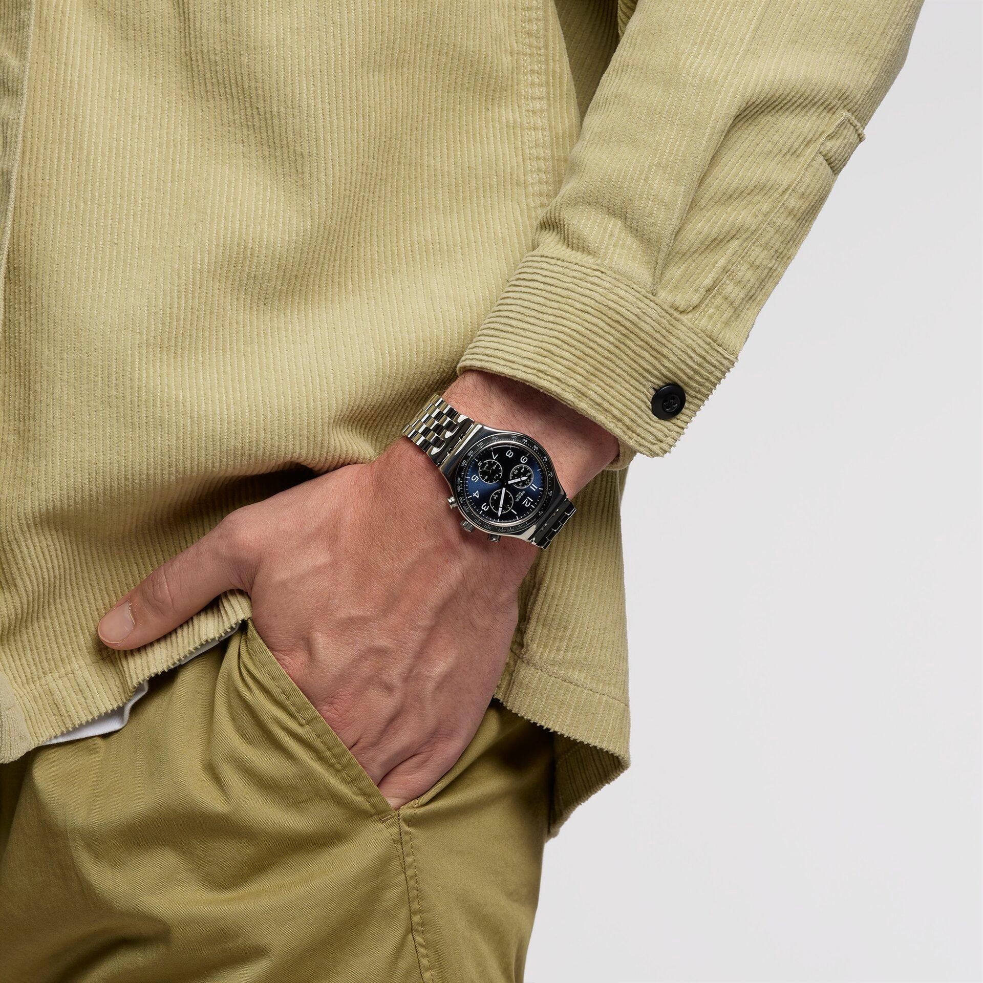 Blue/Silver - Swatch - Unisex Adults Boxengasse 62 Analogue Quartz Watch - 2