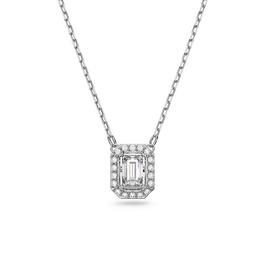 Swarovski Una pendant, Octagon cut, White, Rhodium plated