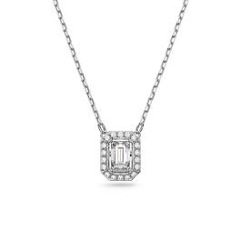 Swarovski Una pendant, Octagon cut, White, Rhodium plated