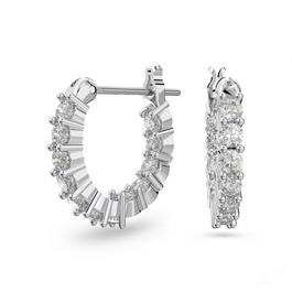 Swarovski Matrix Vittore hoop earrings, Round cut, White, Rhodium plated