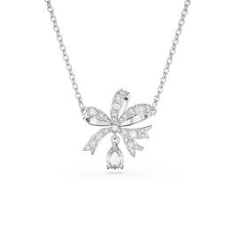 Swarovski Hyperbola necklace, Bow, Small, White, Rhodium plated