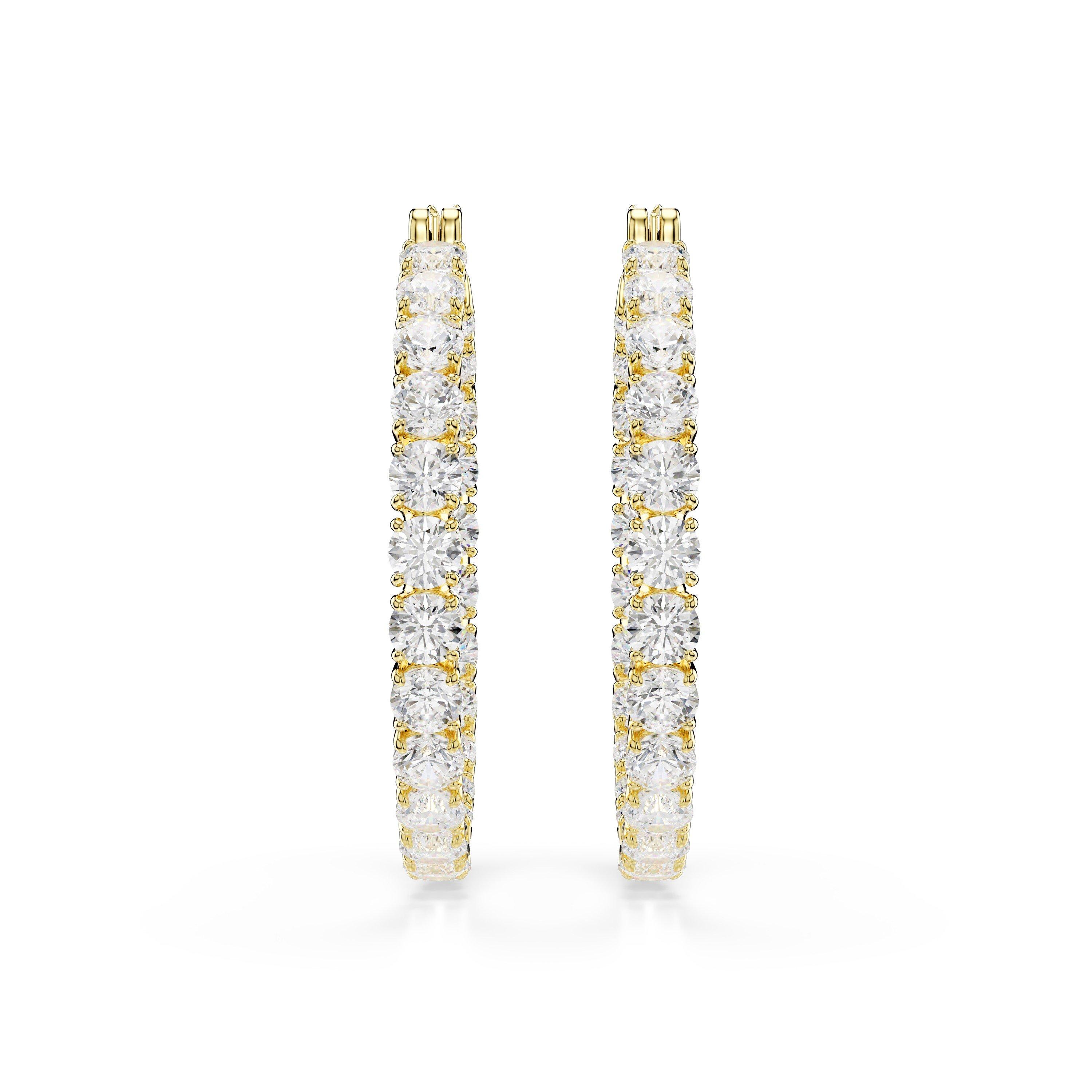 WHITE/GOS - Swarovski - Matrix hoop earrings, Round cut, Blue, Rhodium plated - 3