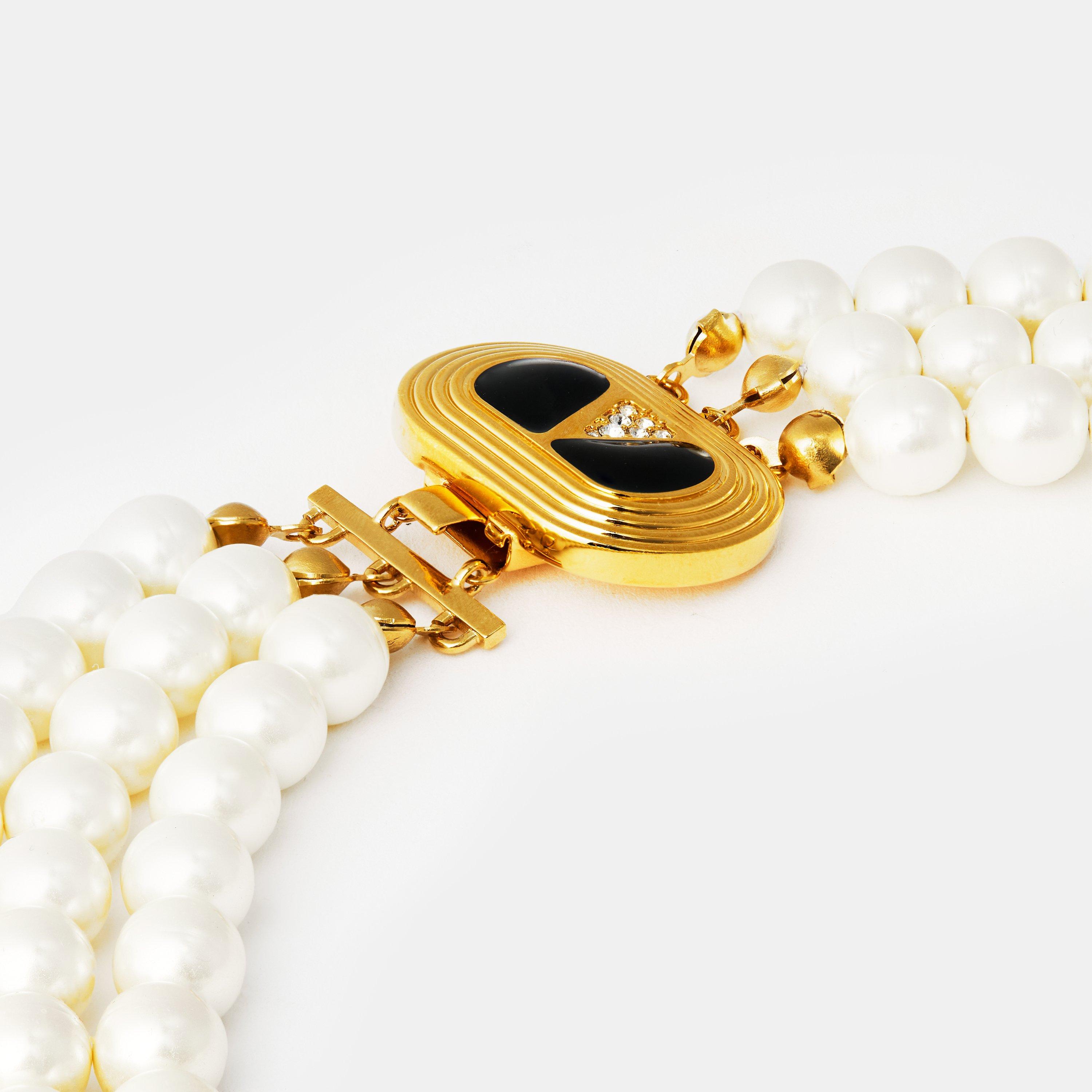 Cream/Oro - Valentino Garavani - Women's Perla Pearl Statement Necklace - 2