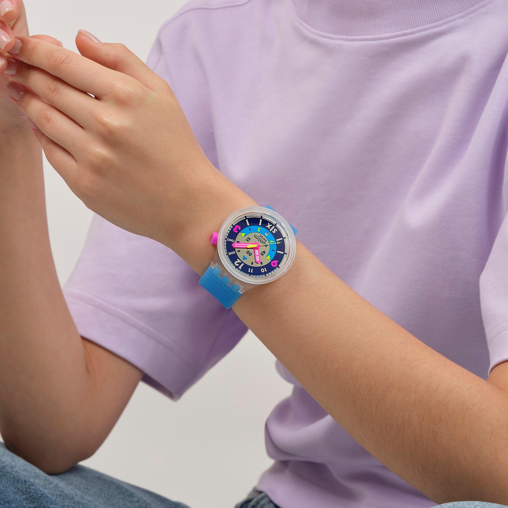 Multi - Swatch - Unisex Adults Neon Hielo 62 Analogue Quartz Watch - 2