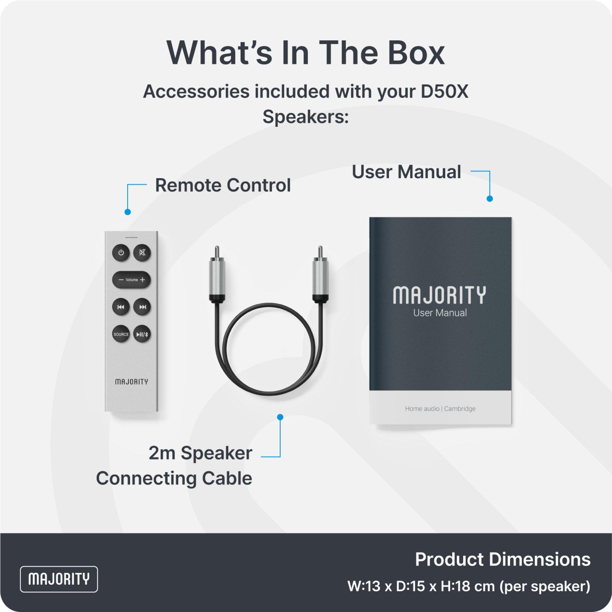 Black - MAJORITY - D50X Bookshelf Speakers - 6