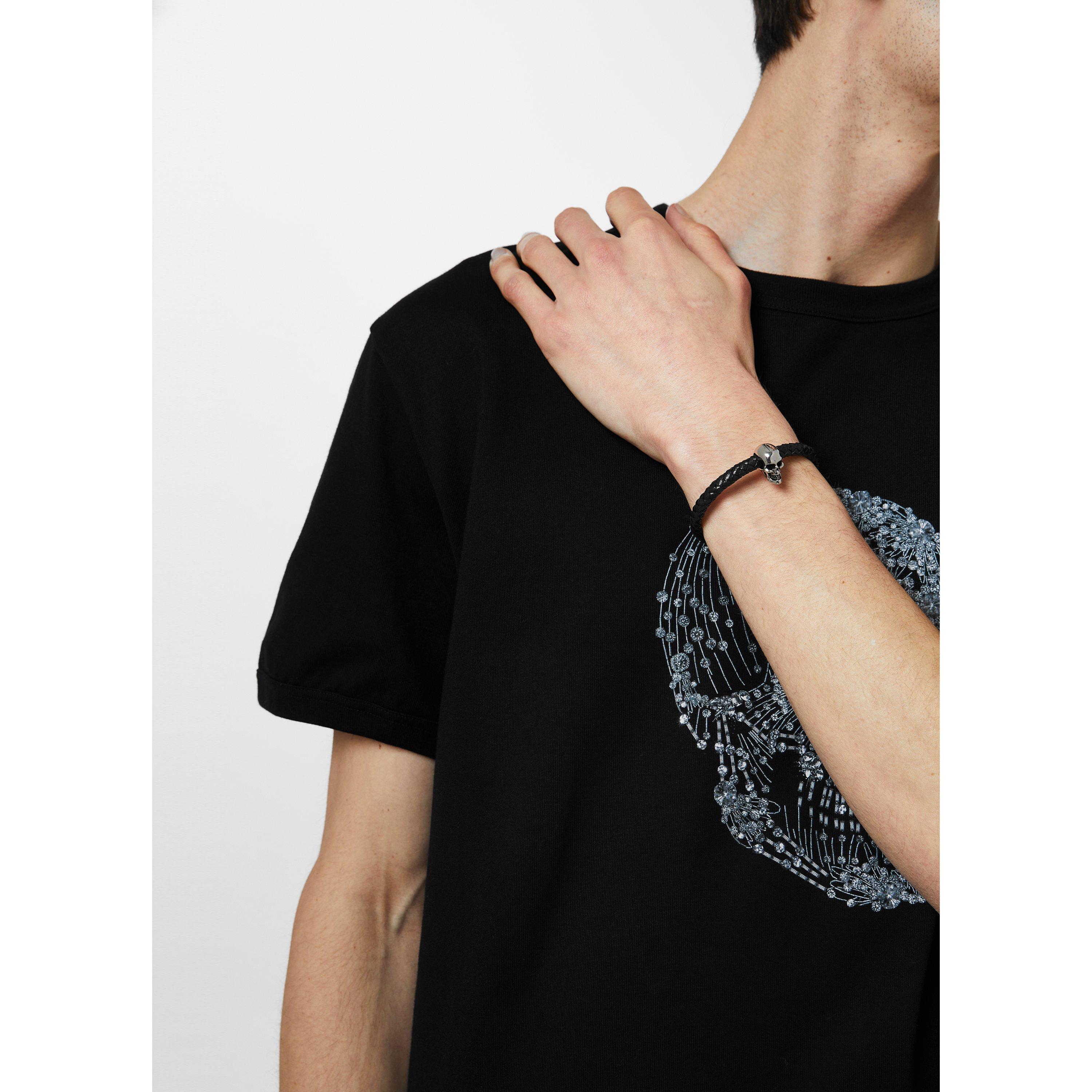 Black/Silver - Alexander McQueen - Skull Leather Bracelet - 2