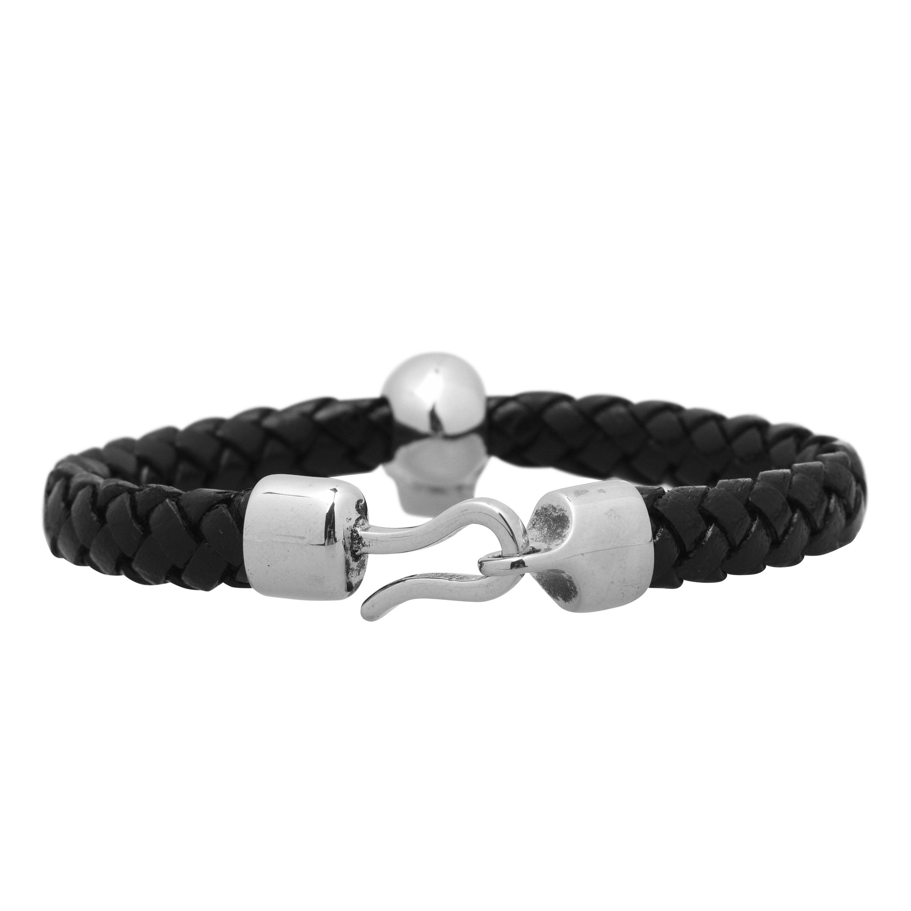 Black/Silver - Alexander McQueen - Skull Leather Bracelet - 3