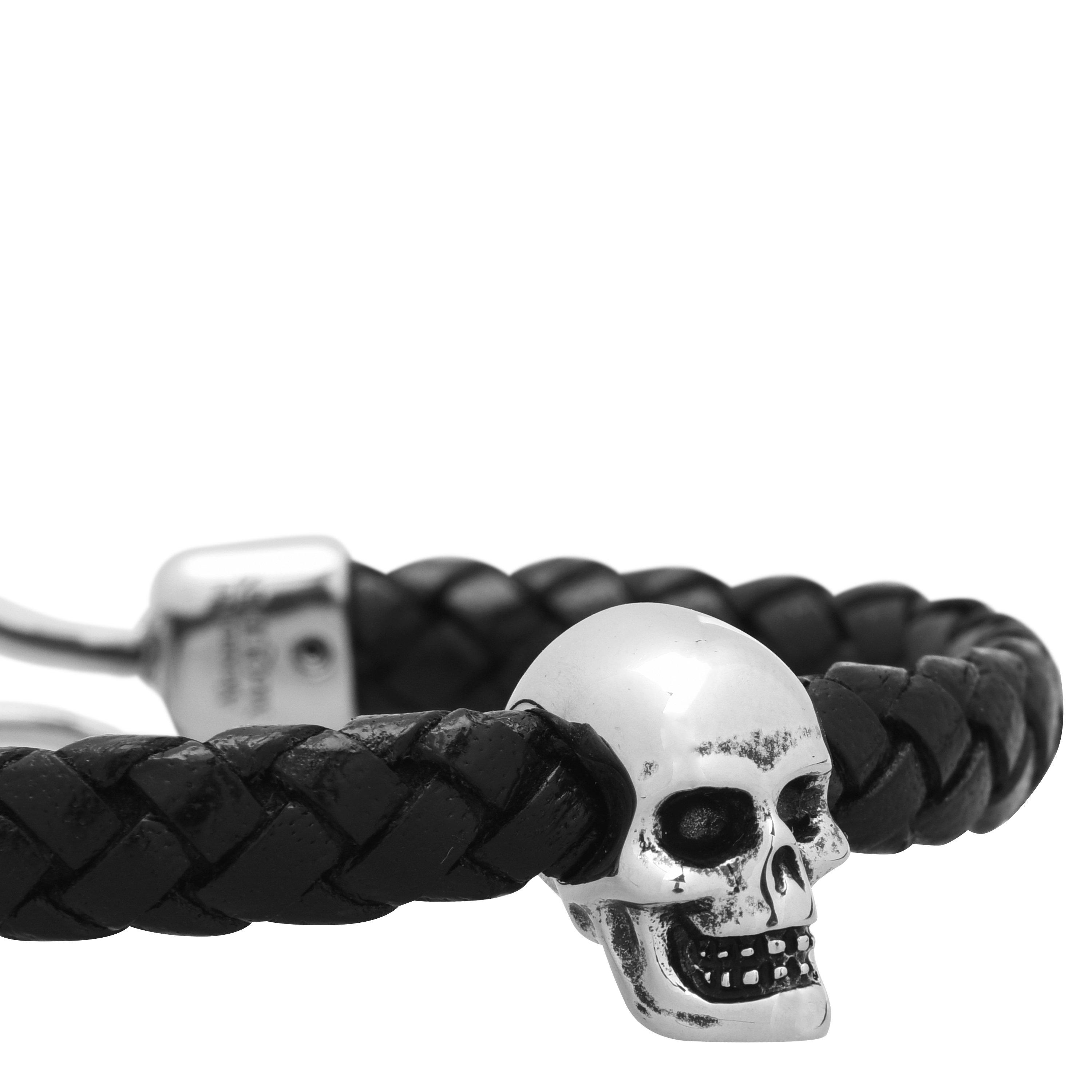 アクセサリー alexander mcqueen skull bracelet Alexander McQueen Skull Leather Bracelet | Flannels