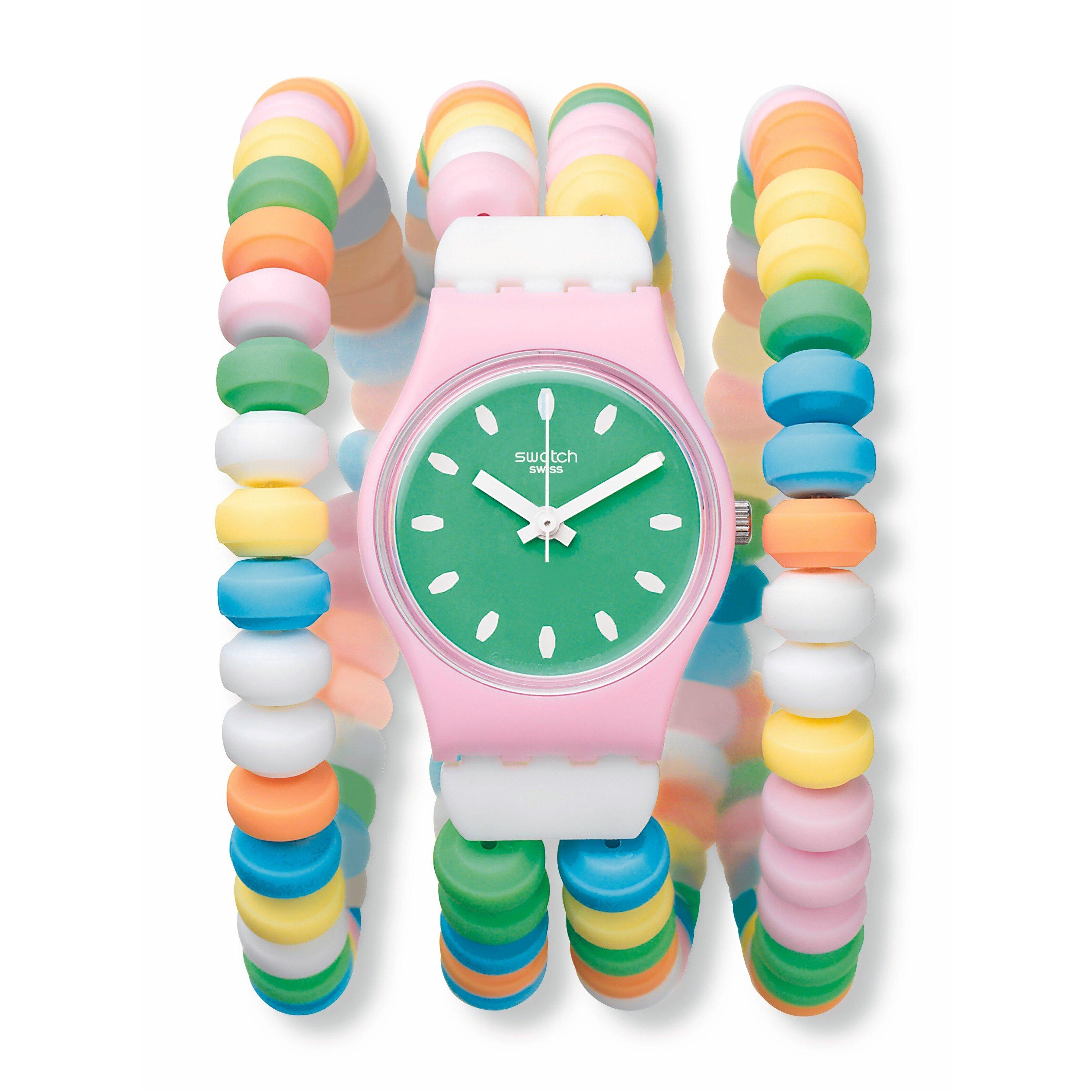 Green/Pink - Swatch - Adults Caramel Analogue Quartz Watch - 1