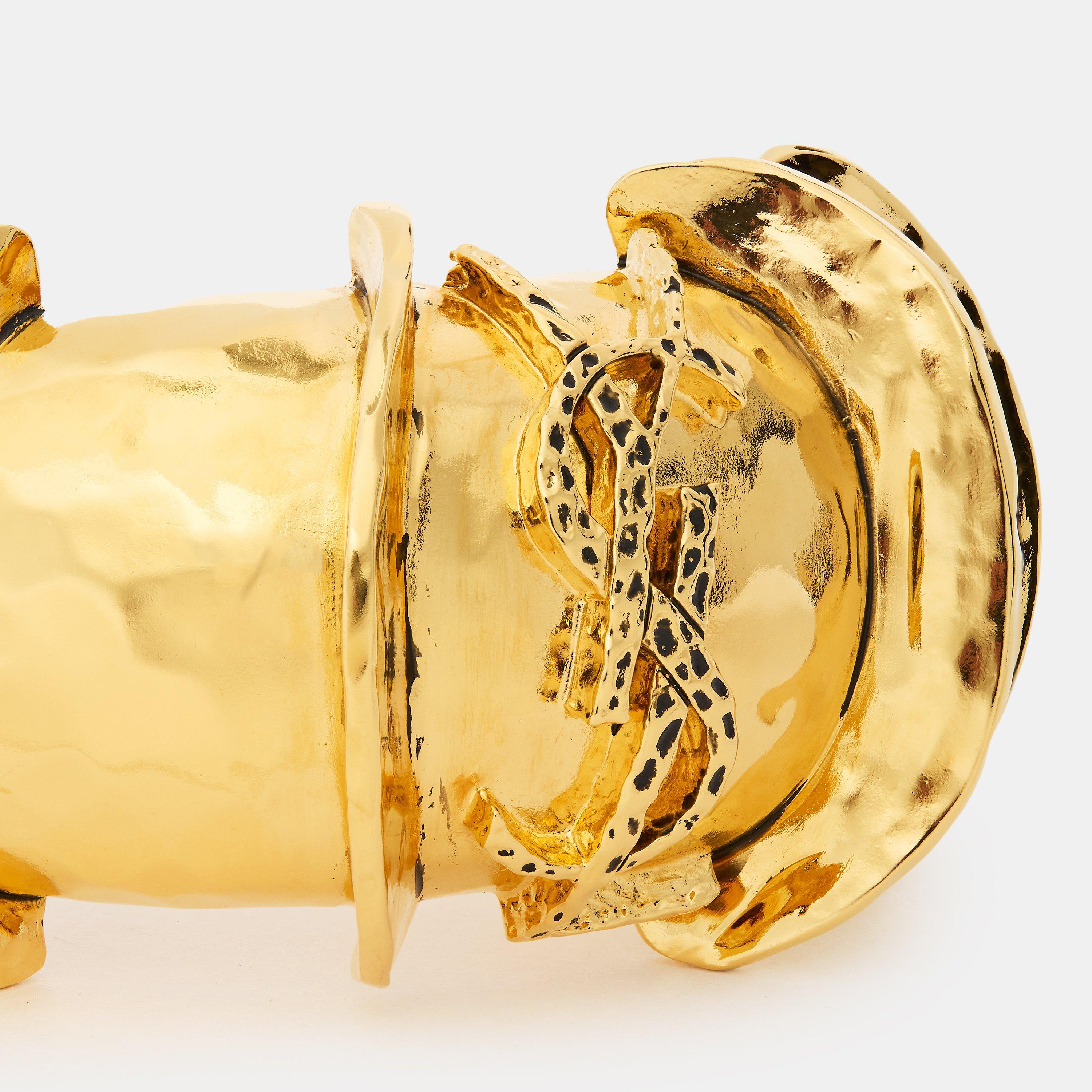 Brass Gold - Saint Laurent - Women's Monogram Cuff Bracelet - 2