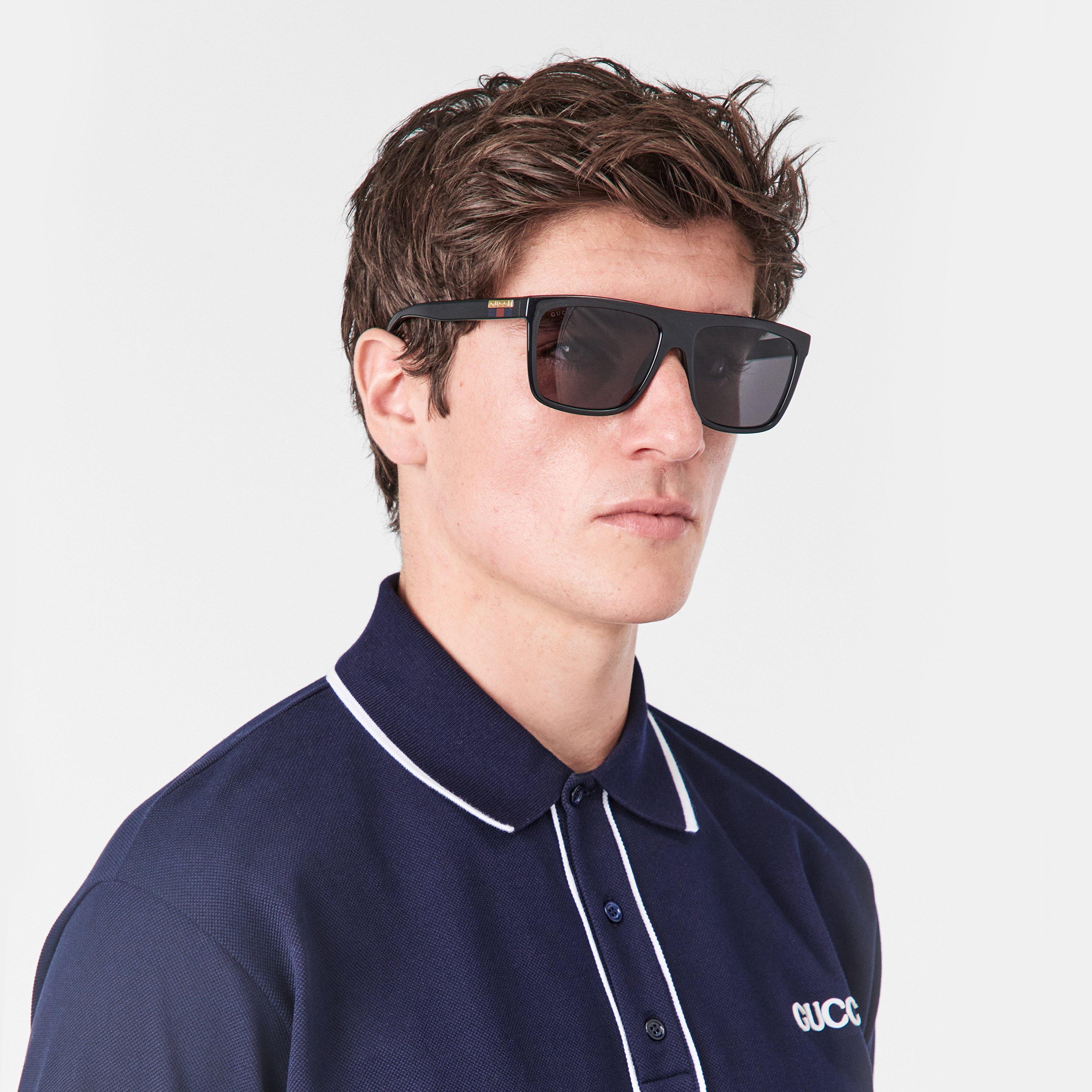 Blk/Multi/Grey - Gucci - Men's Web Square Sunglasses - 3