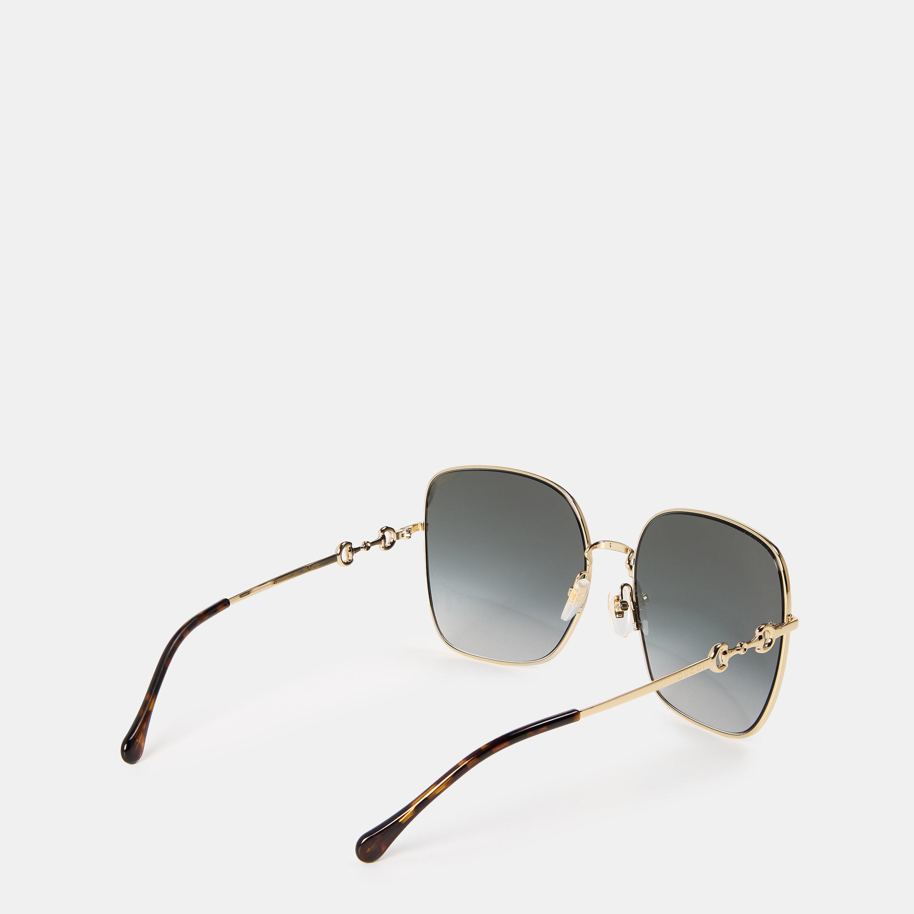 Grey/Gold - Gucci - Women's Square Frame Sunglasses - 2