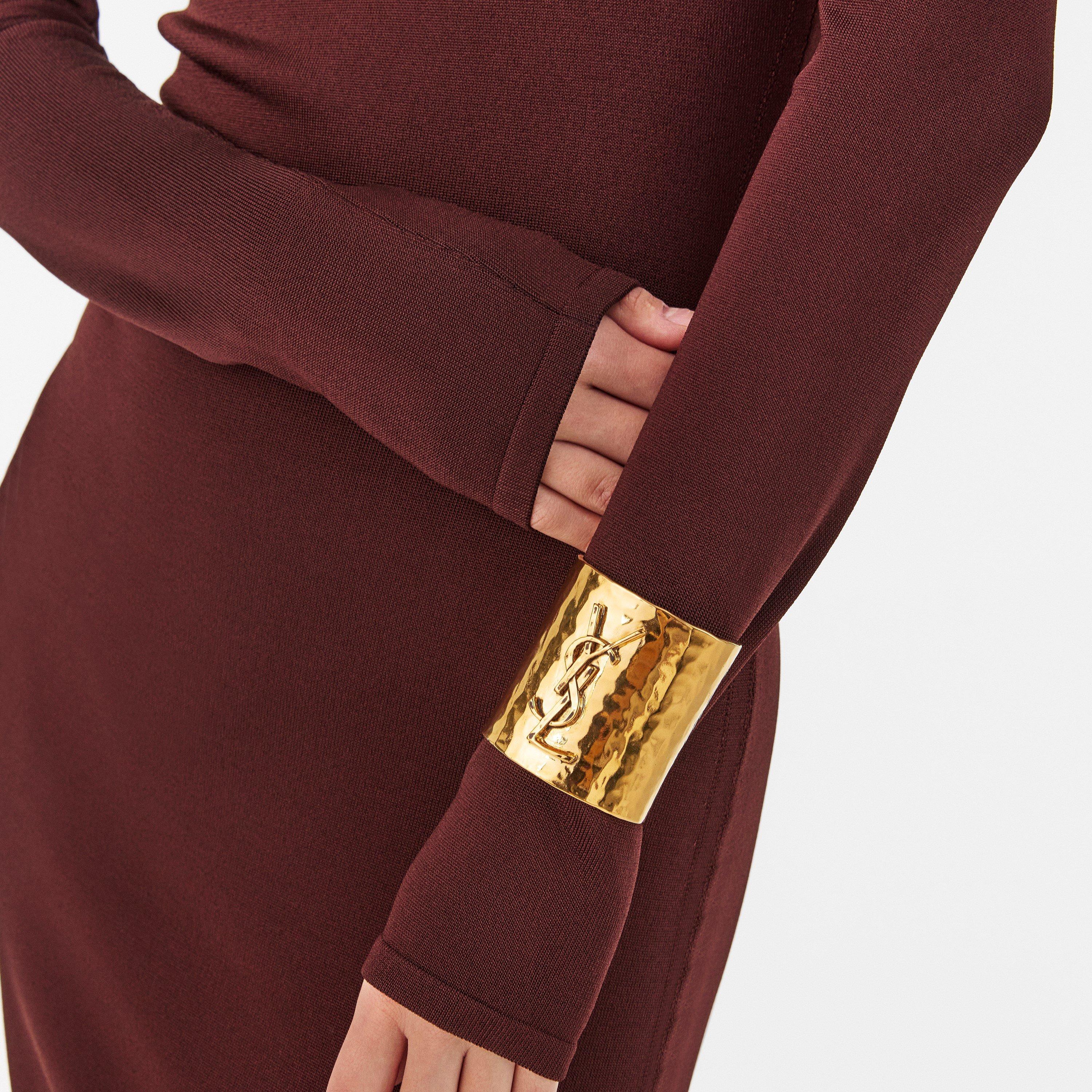 Brass Gold - Saint Laurent - Women's Large Monogram Cuff Bracelet - 3