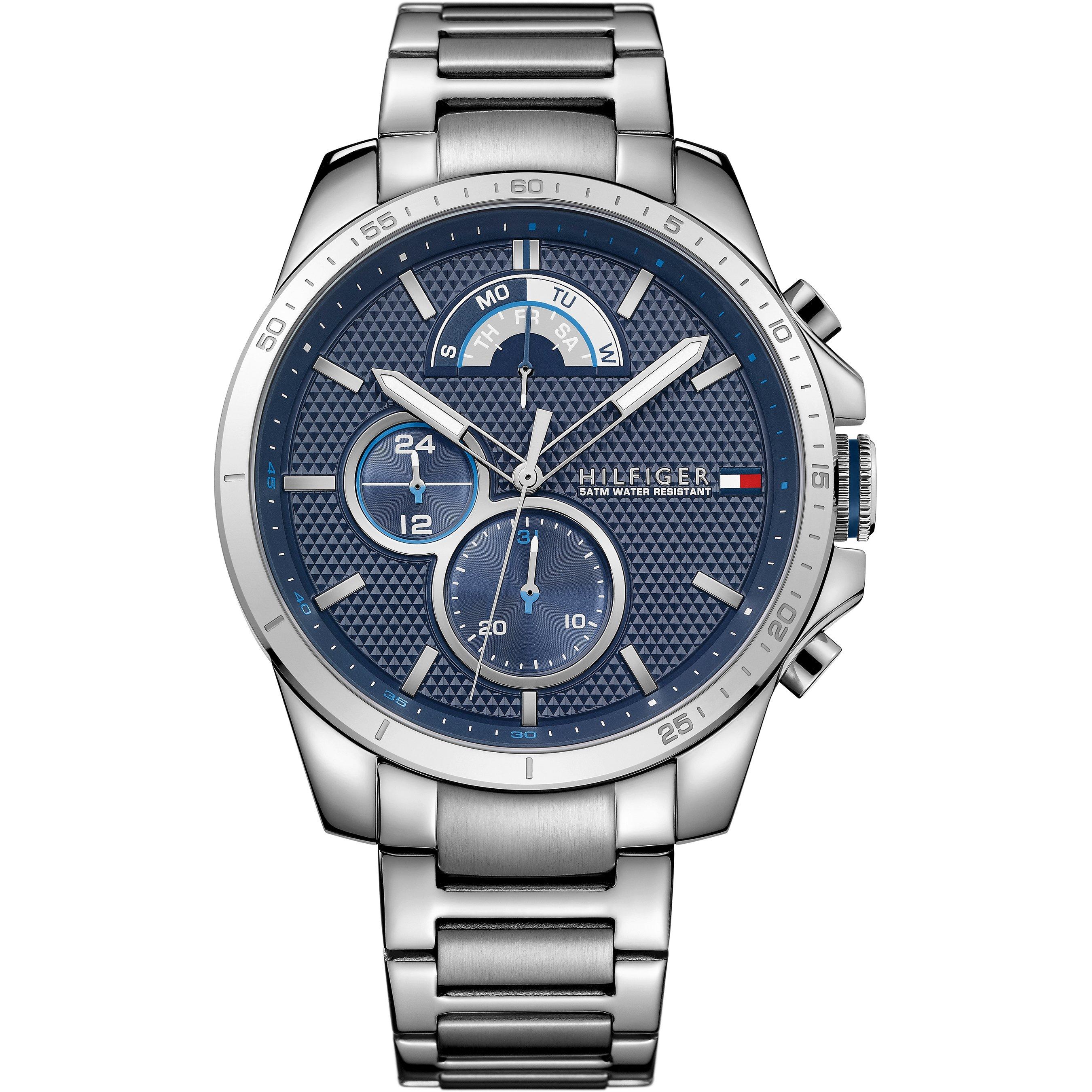 Silver/Blue - Tommy Hilfiger - Gents Semi Gloss Dial Watch - 1