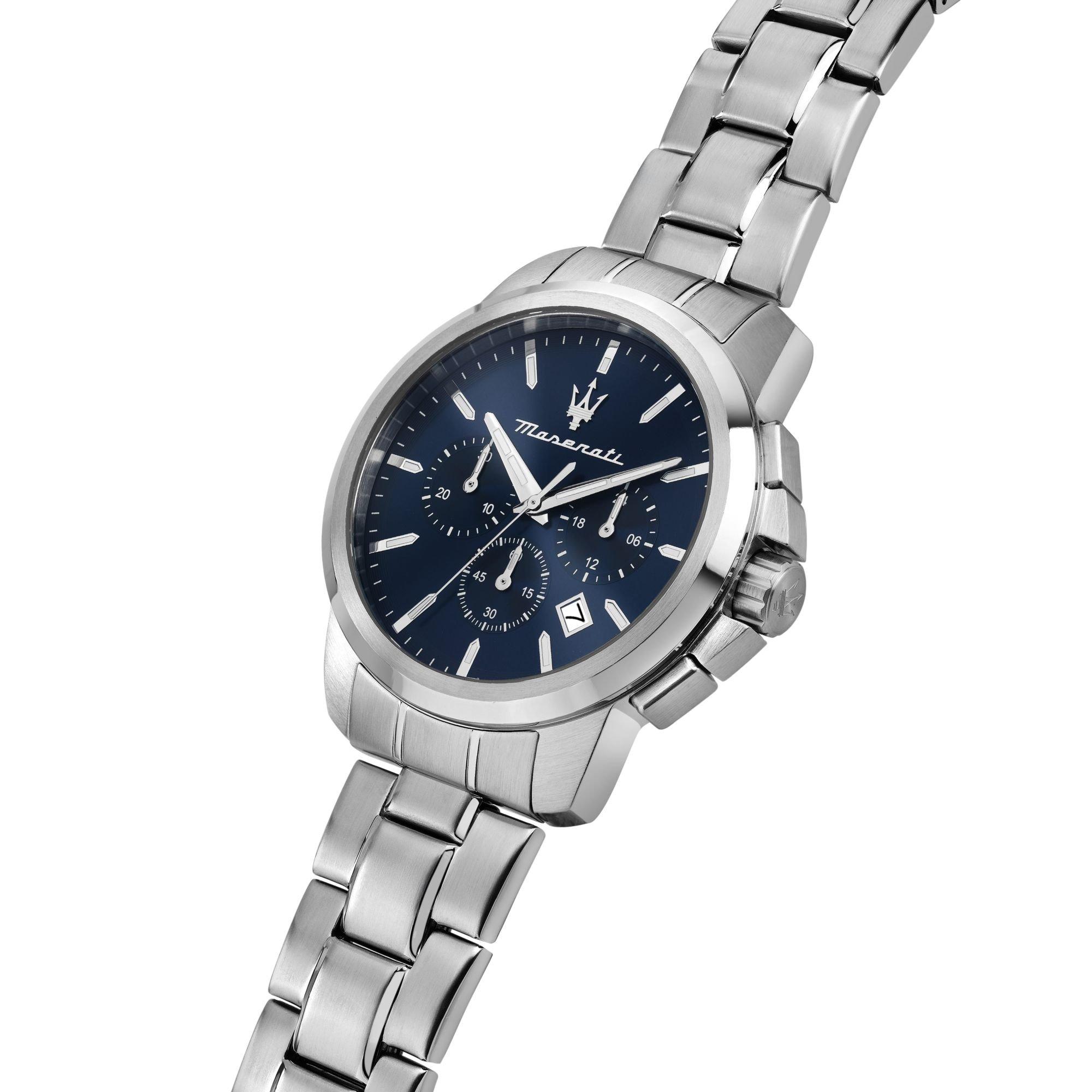 Blue/Silver - Maserati - Men's Successo Analogue Quartz Watch - 4