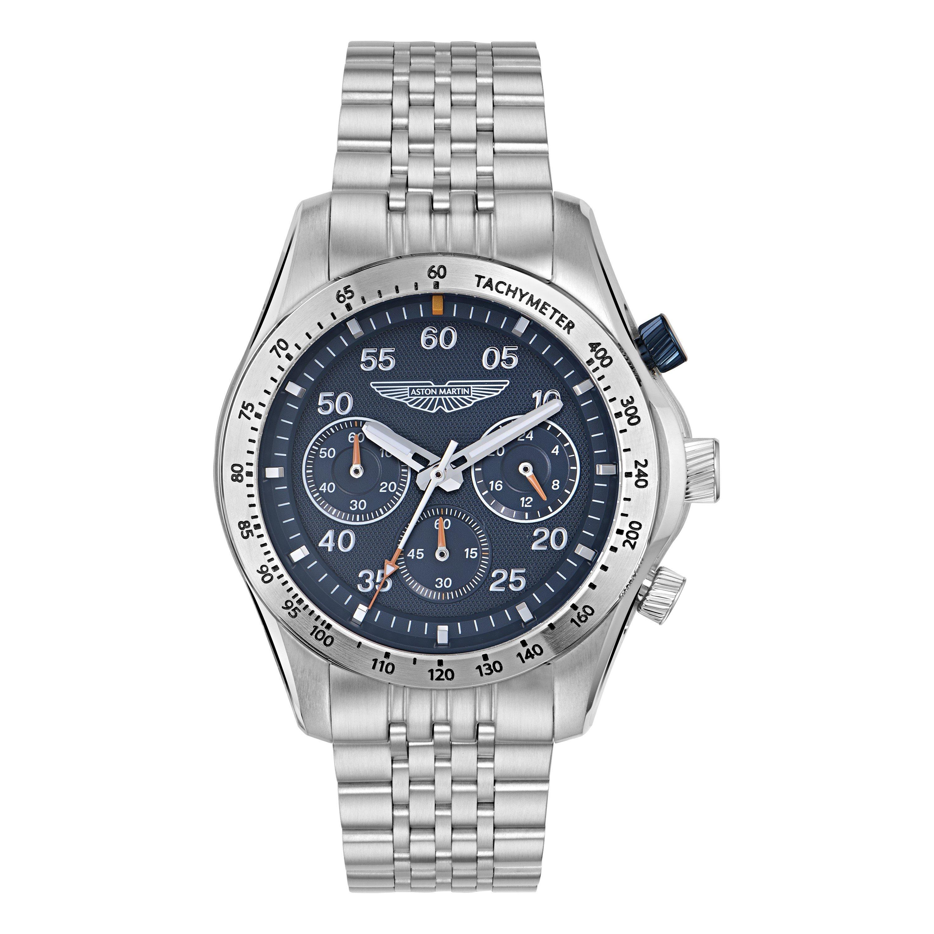 Aston Martin Men's Amr Signature Quartz Analogue Quartz Watch - Blue/Silver - 42mm