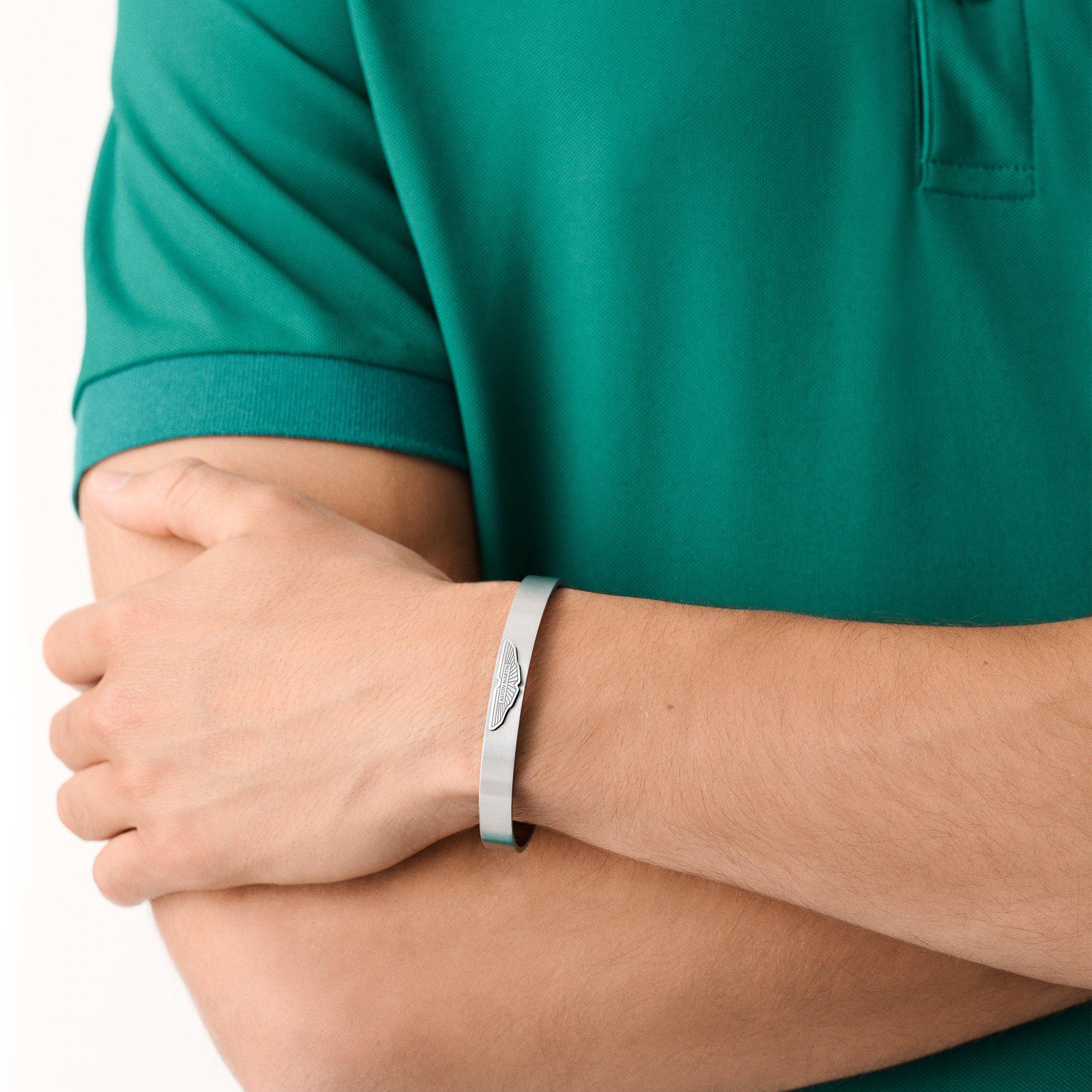 Silver - Aston Martin - Men's AMR Metal Plaque Bangles - 2