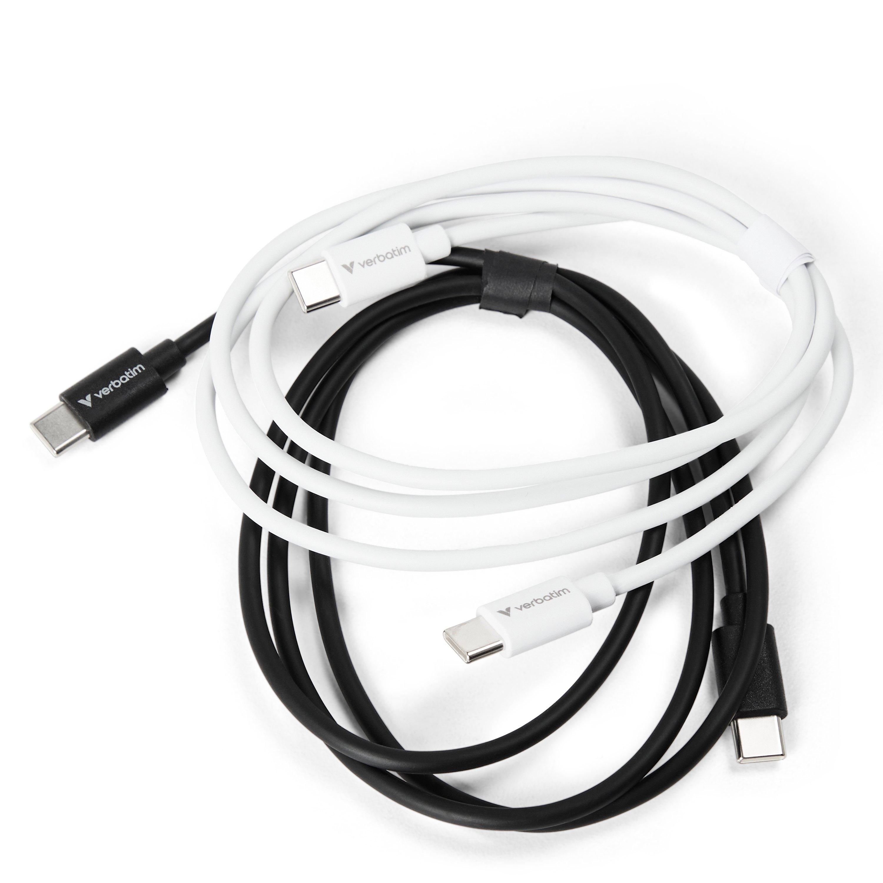 White - Verbatim - Essentials Sync & Charge USB-C to C Cables 1M 2 pack - 2