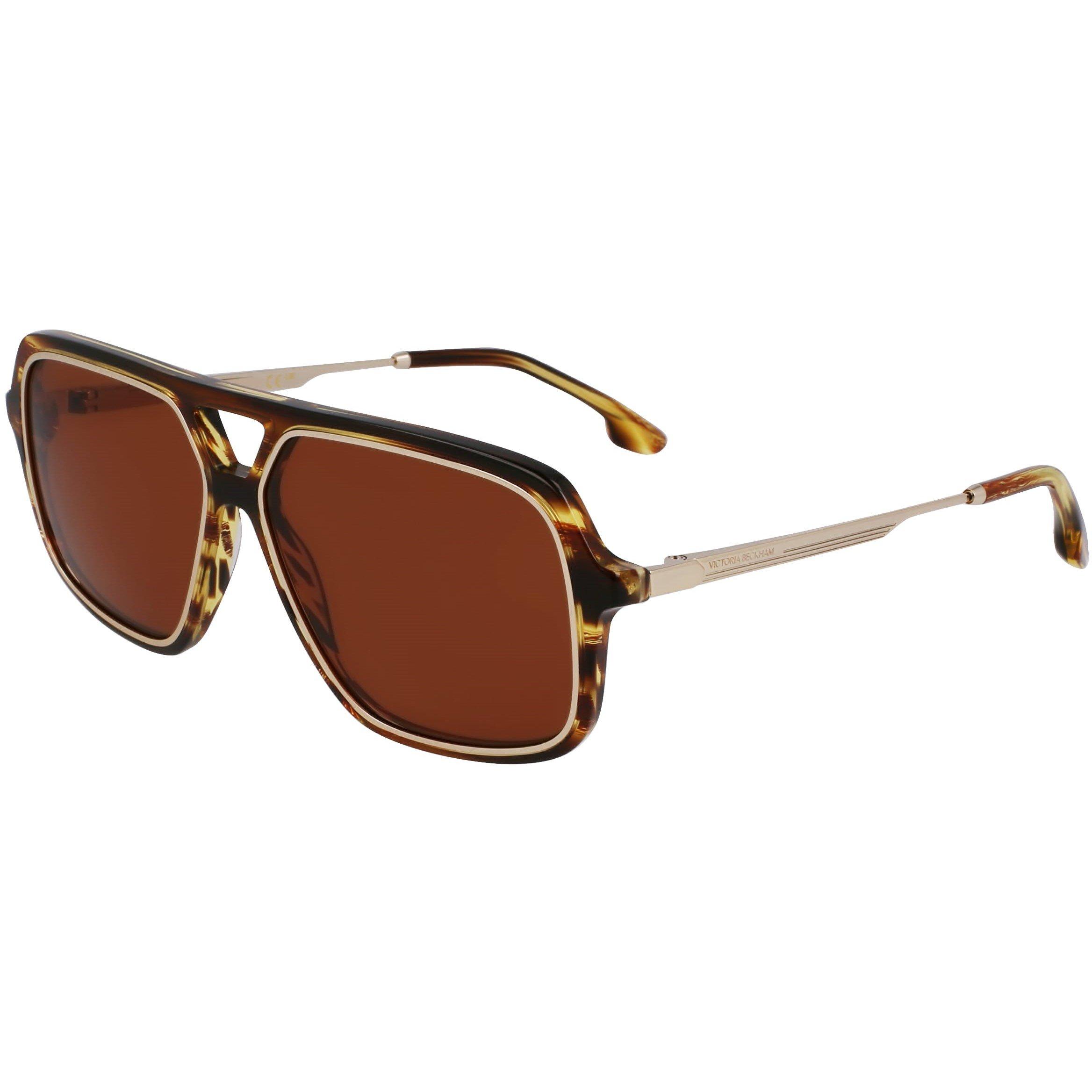Striped Tobacco - Victoria Beckham - Women's VB246S Square Sunglasses - 1