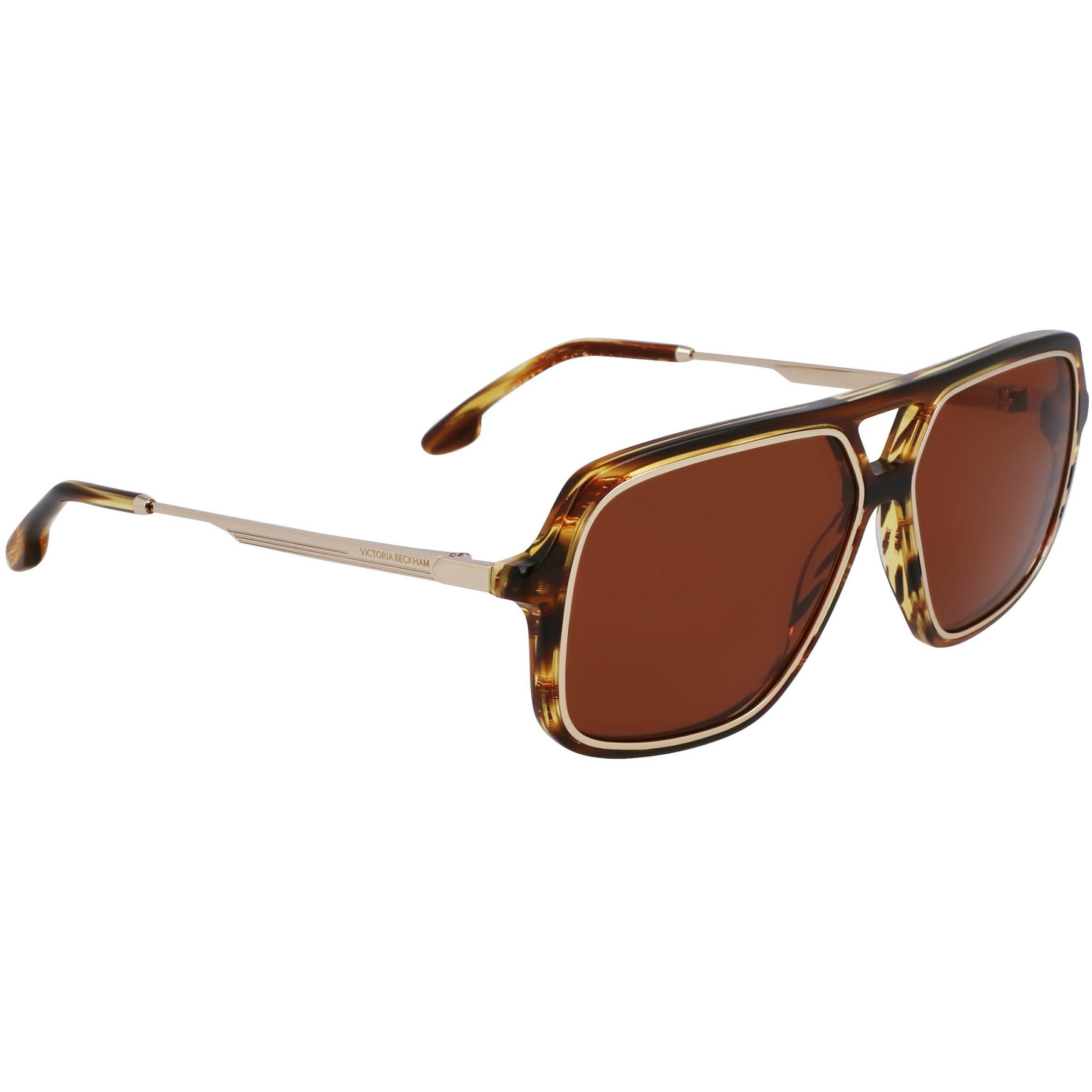 Striped Tobacco - Victoria Beckham - Women's VB246S Square Sunglasses - 2