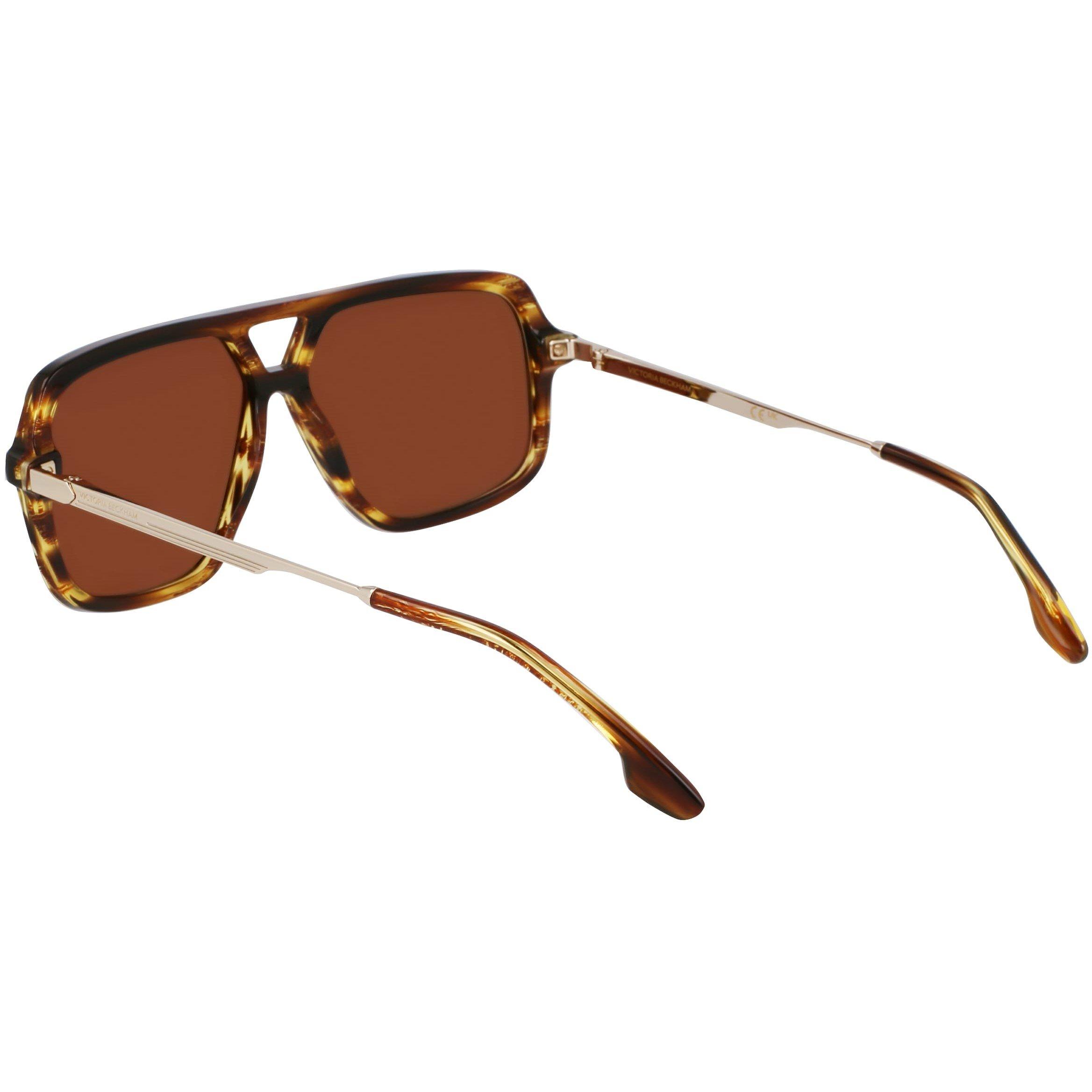 Striped Tobacco - Victoria Beckham - Women's VB246S Square Sunglasses - 4