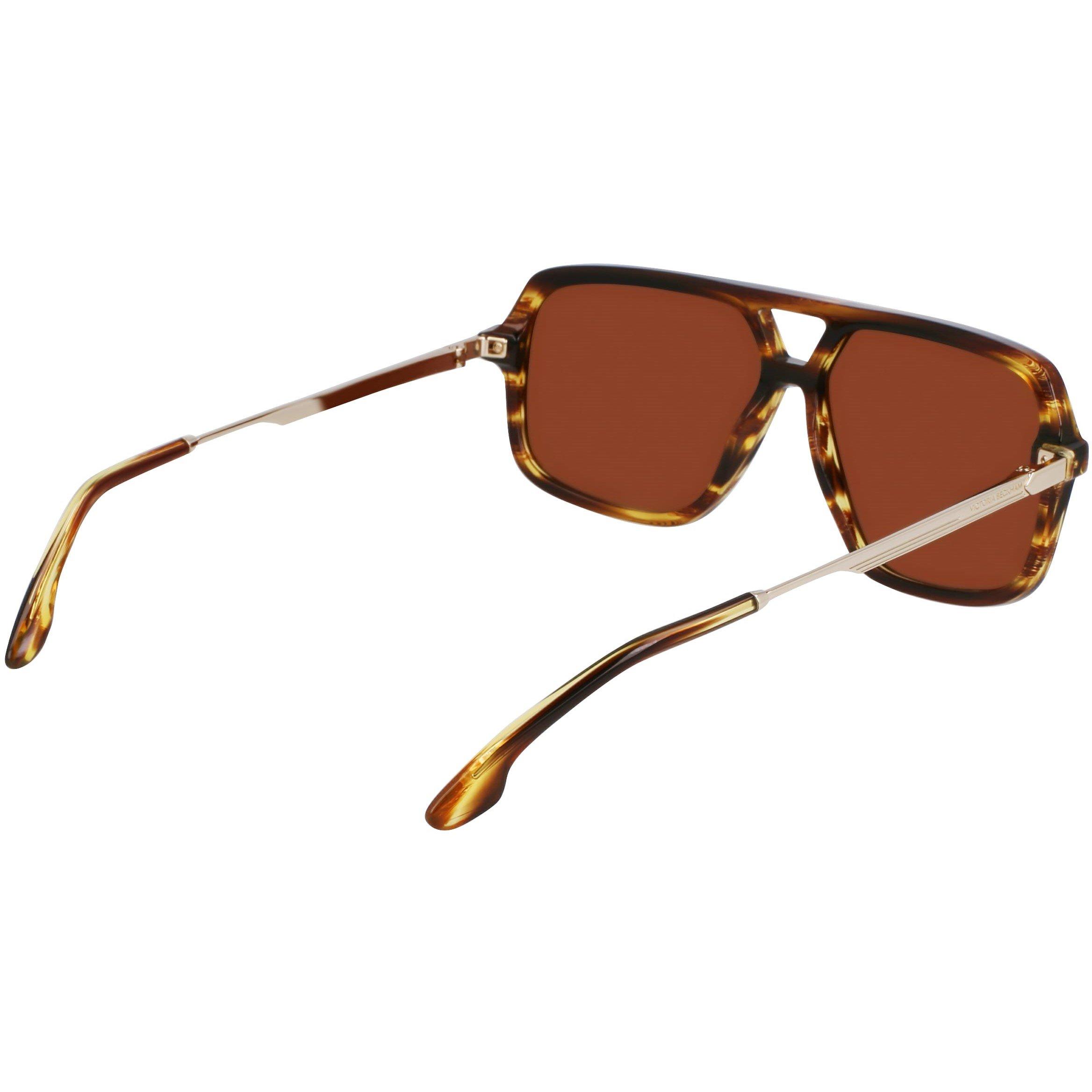 Striped Tobacco - Victoria Beckham - Women's VB246S Square Sunglasses - 6