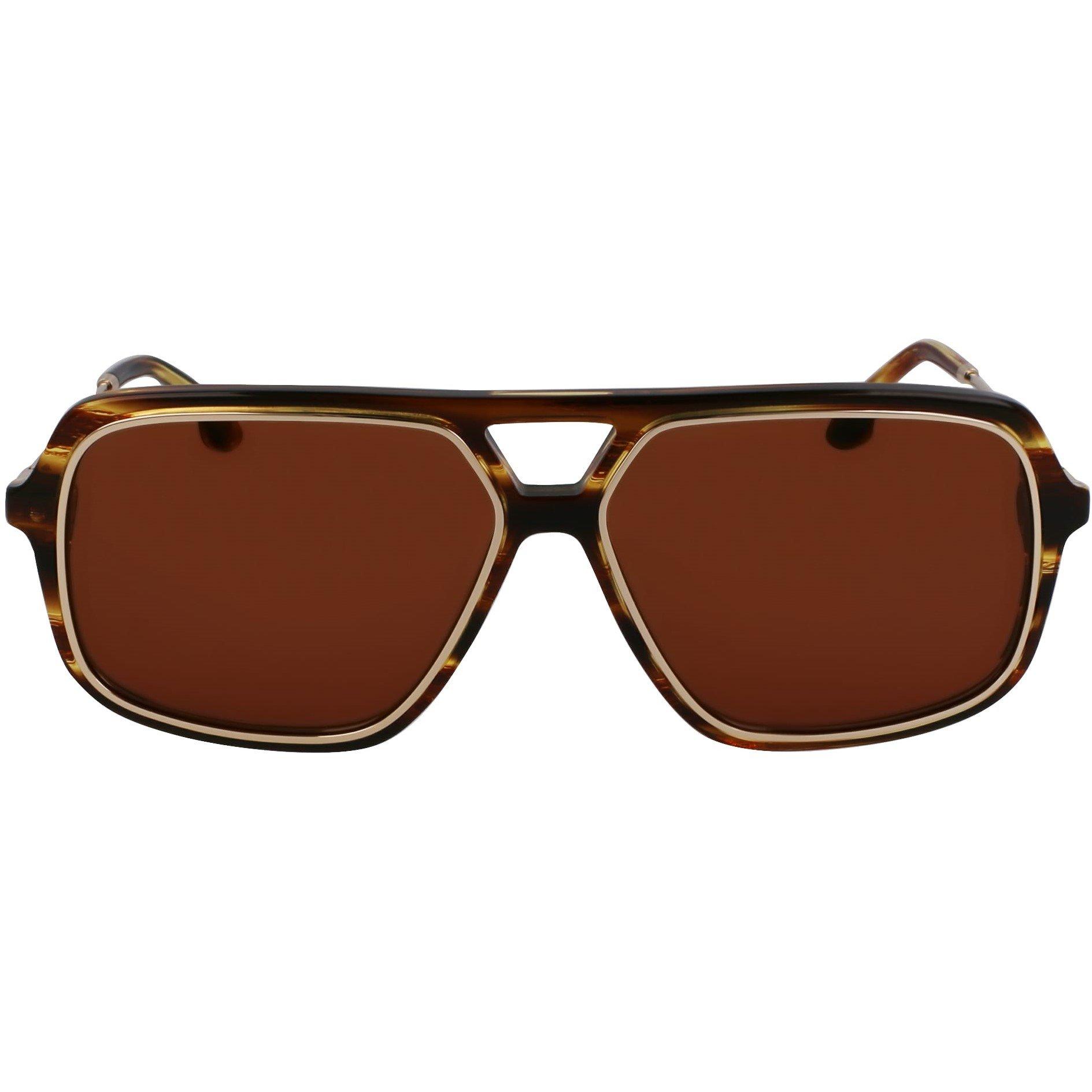 Striped Tobacco - Victoria Beckham - Women's VB246S Square Sunglasses - 8