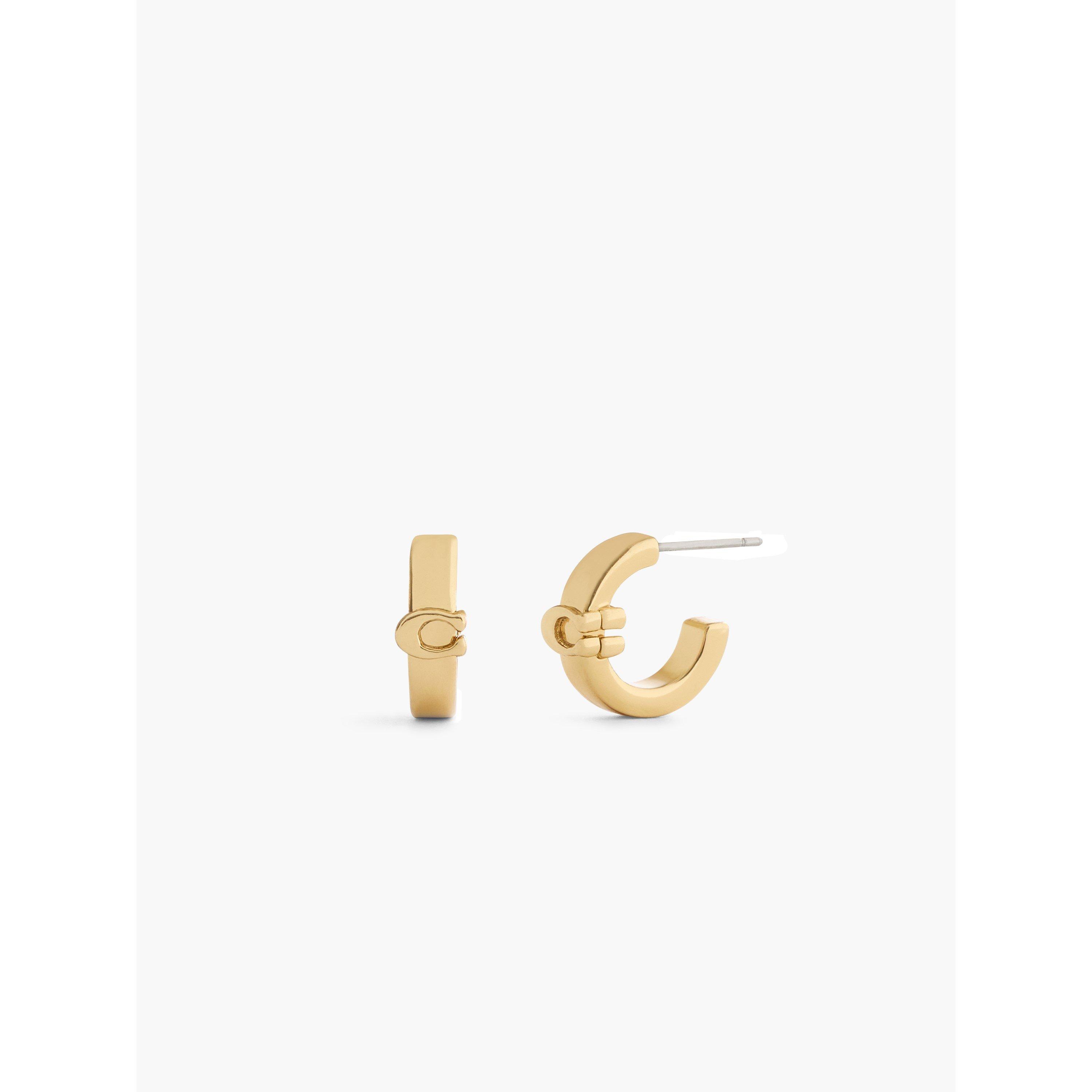 Coach Women's Signature C Huggie Earrings - Gold