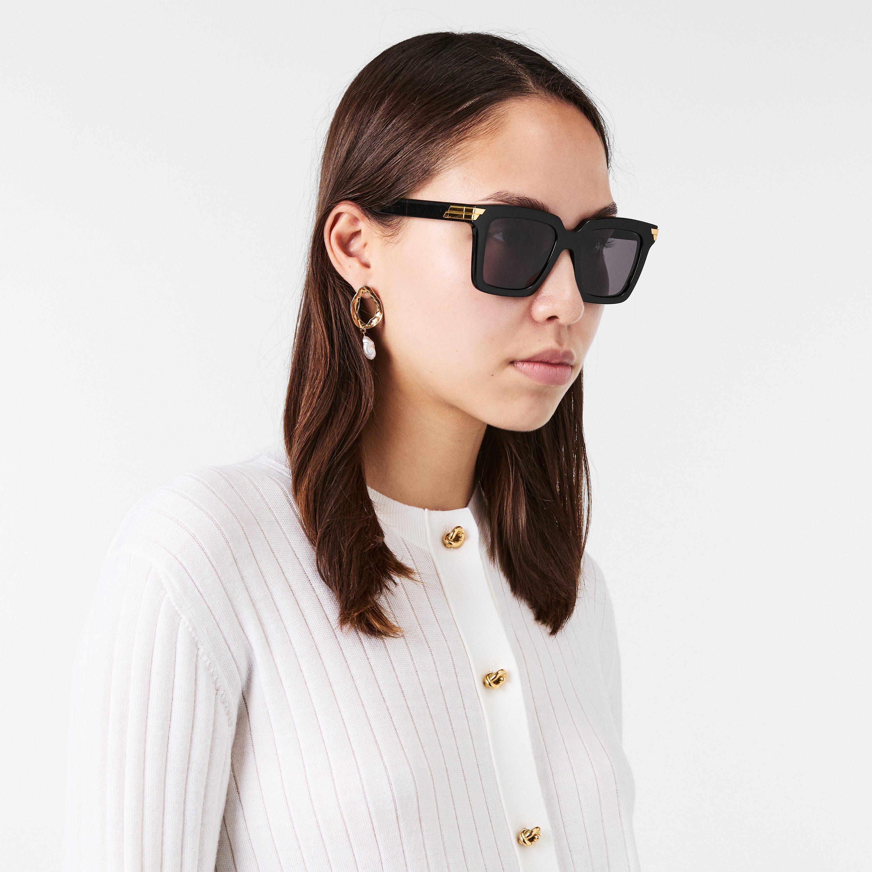 Black/Grey - Bottega Veneta - Square Frame Sunglasses - 3