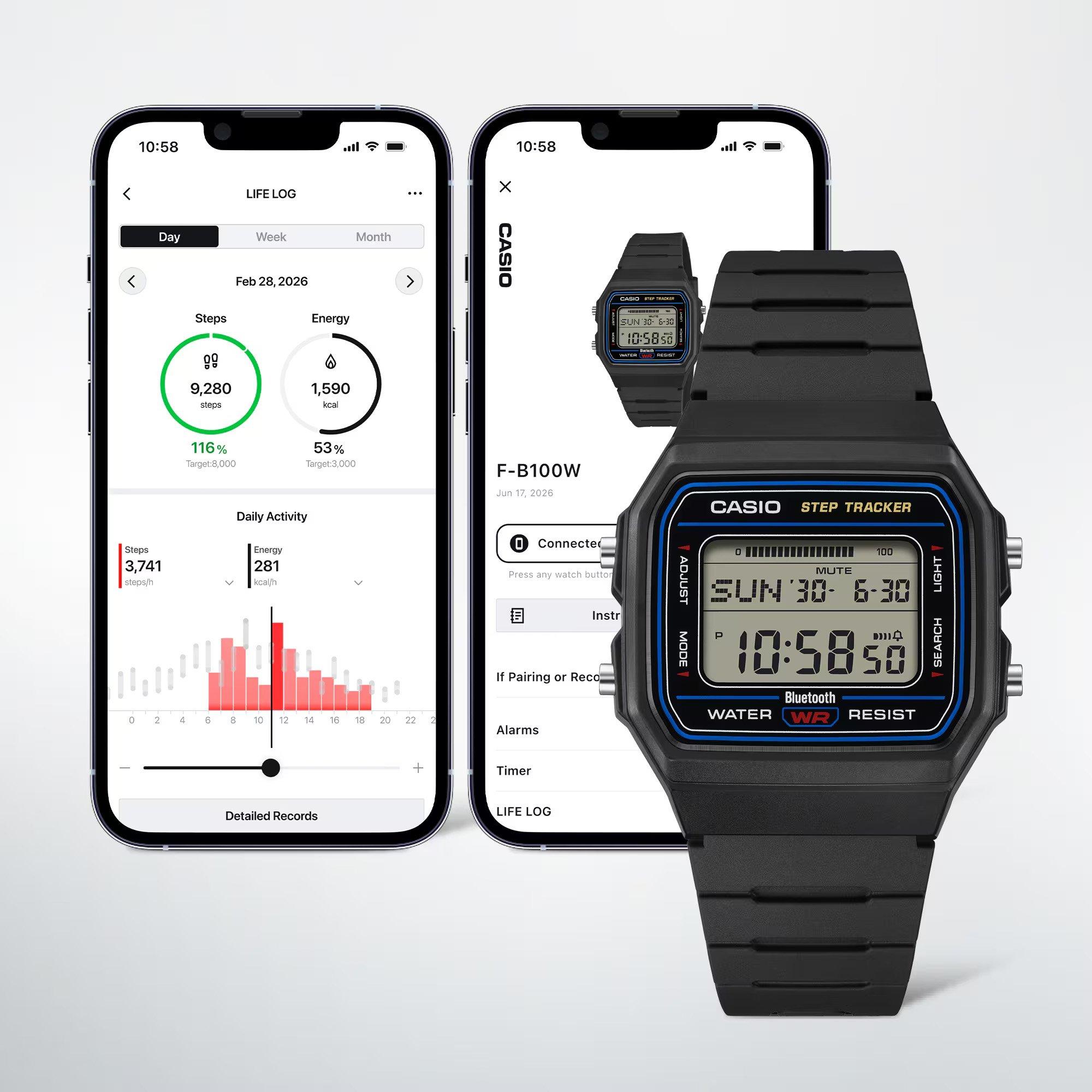 Black - Casio - F-B100W Watch - 8