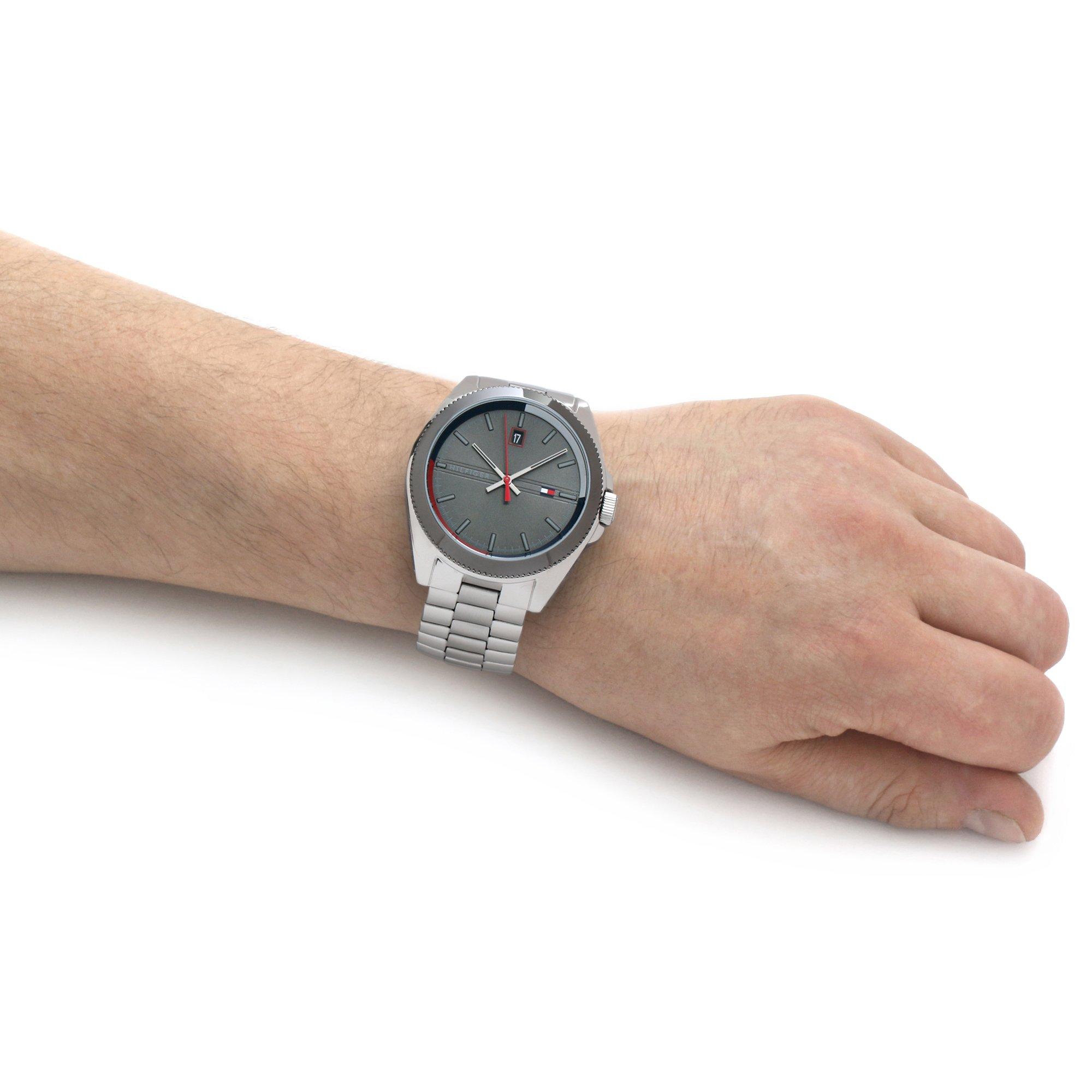 Silver/Grey - Tommy Hilfiger - Gents Colour Blocked Bracelet Watch - 7