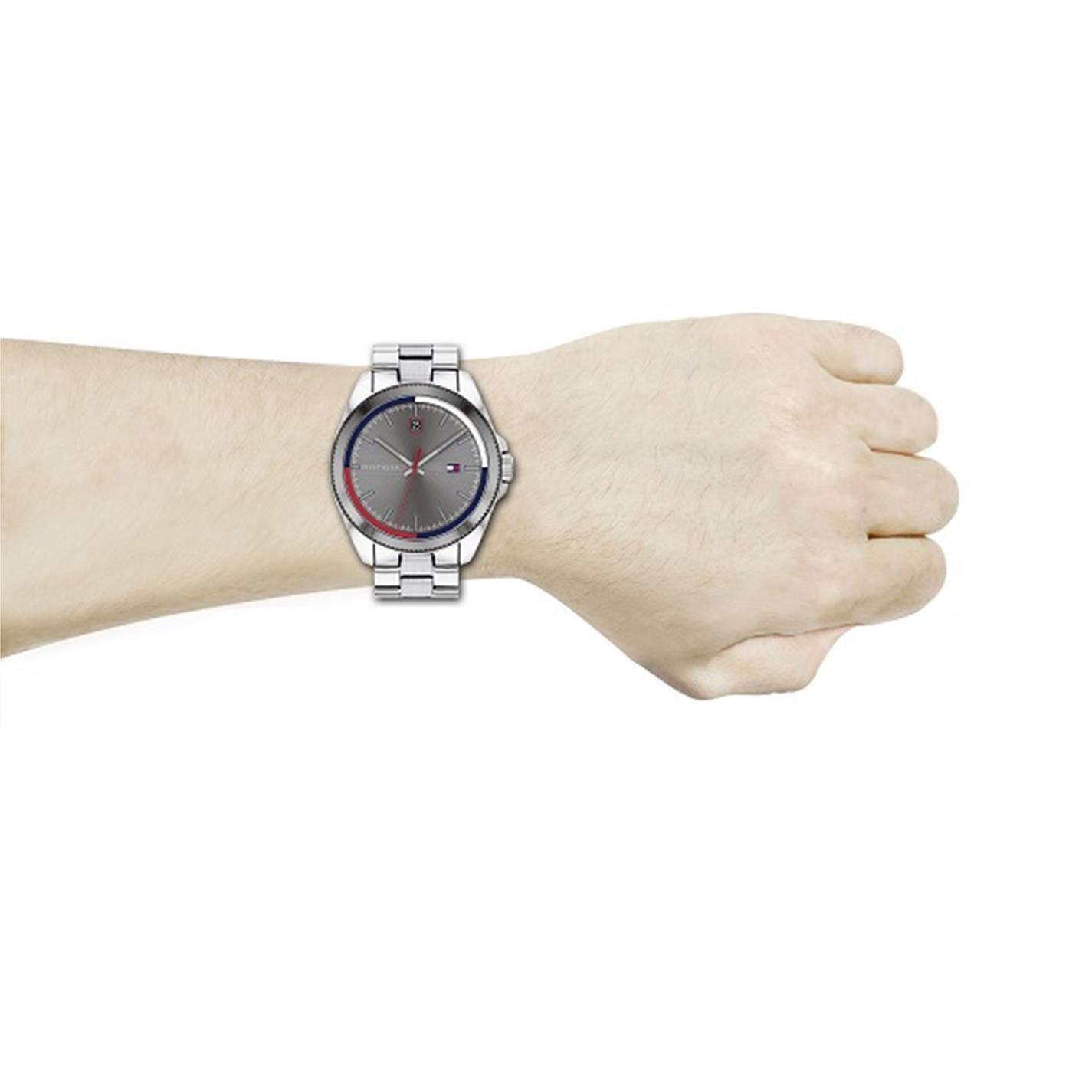 Silver/Grey - Tommy Hilfiger - Gents Colour Blocked Bracelet Watch - 10